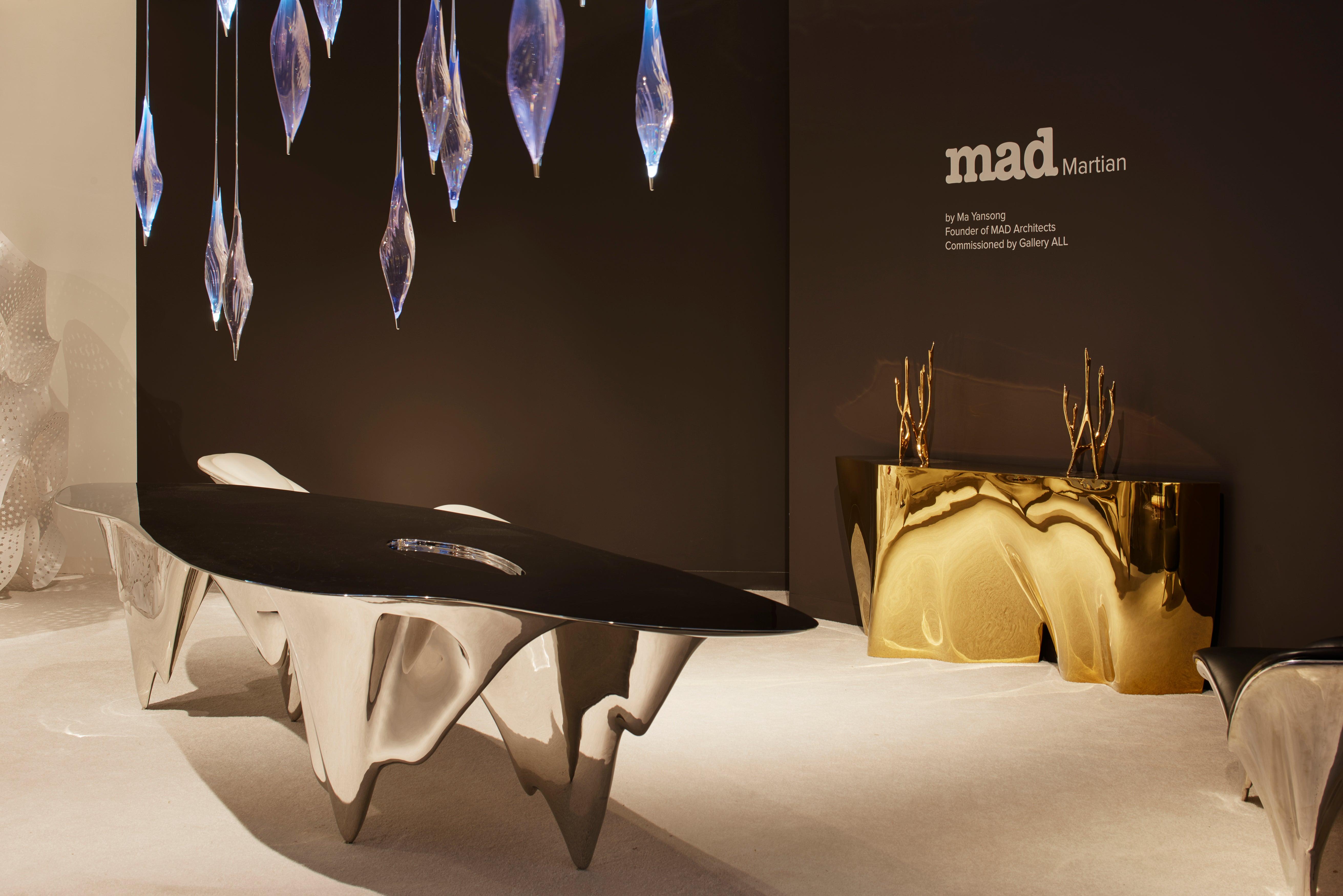 Aluminum MAD Martian Long Dining Table Polished Stainless Steel by MAD Architects For Sale