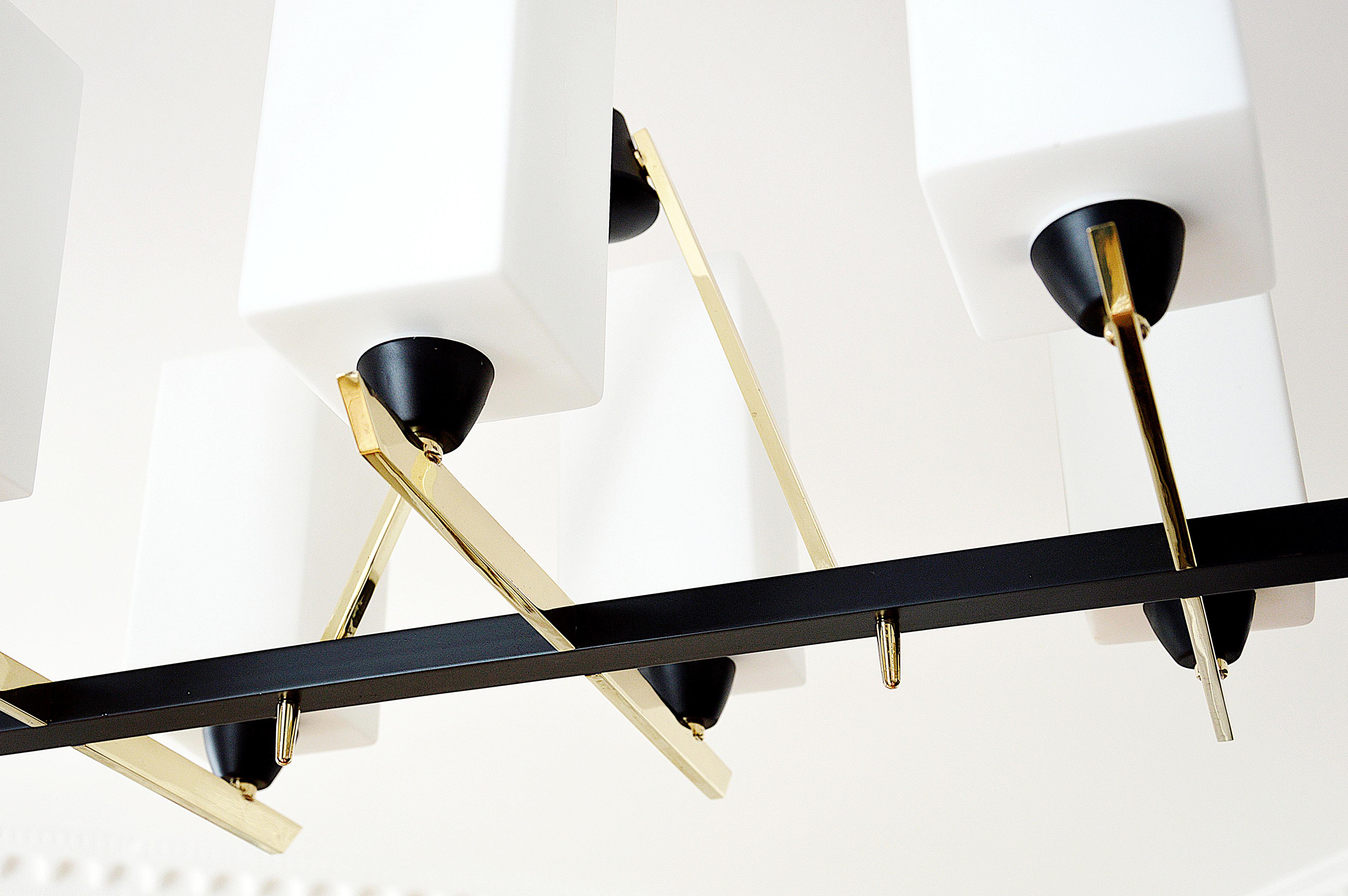 Mid-Century Modern Mad Men Arlus French Midcentury Large Chandelier, 1950s For Sale