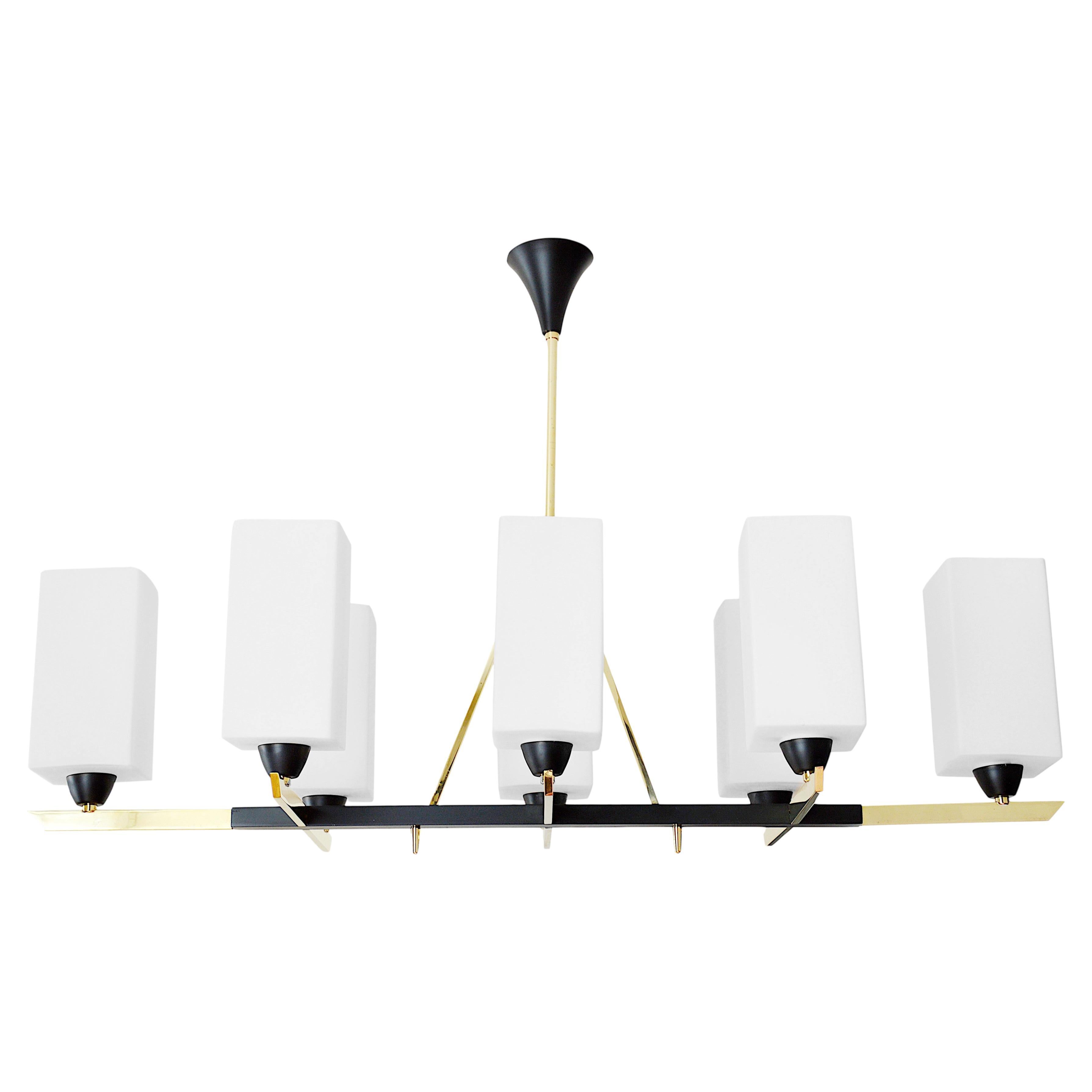 Mad Men Arlus French Midcentury Large Chandelier, 1950s For Sale