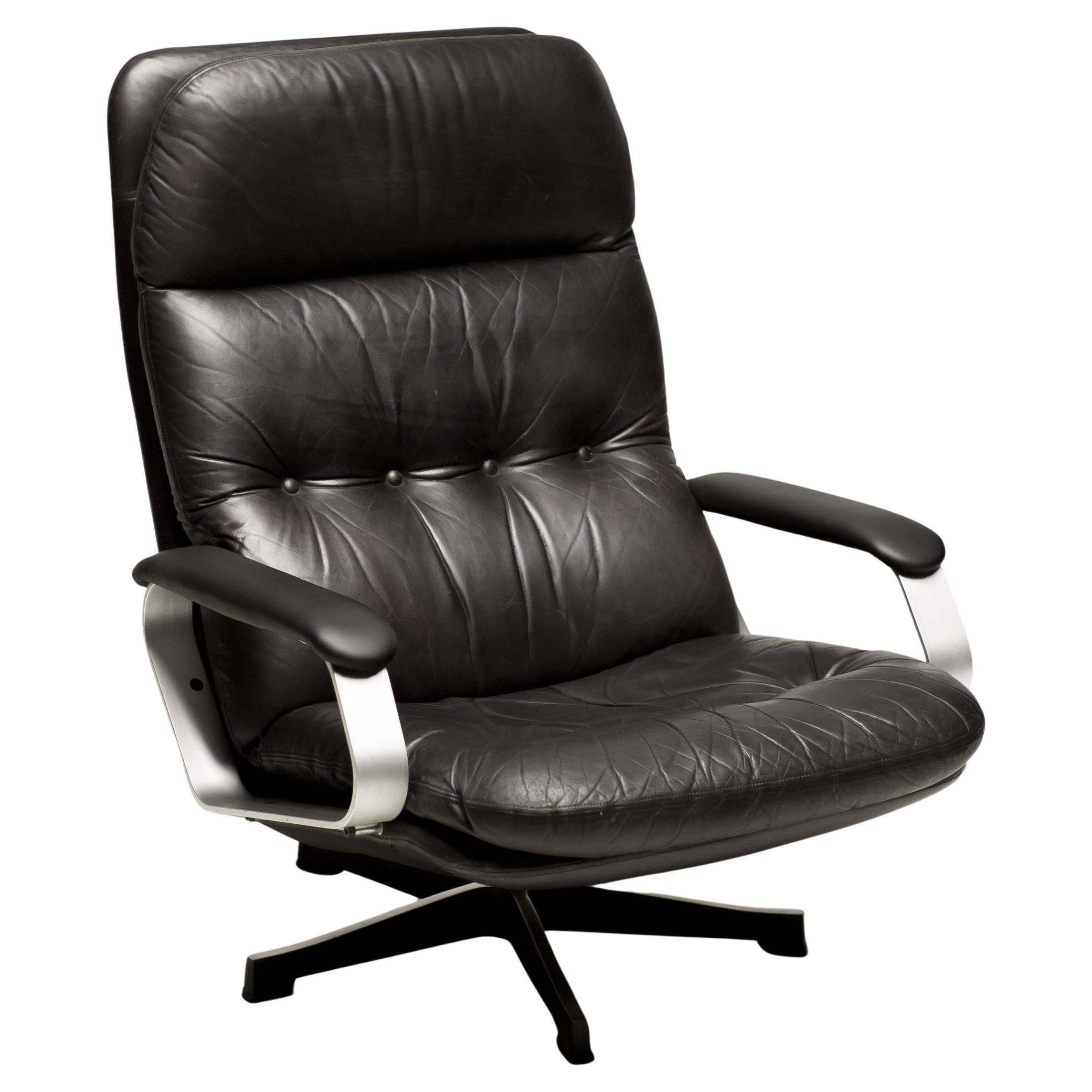 Mad Men Black Leather Lounge Chair For Sale
