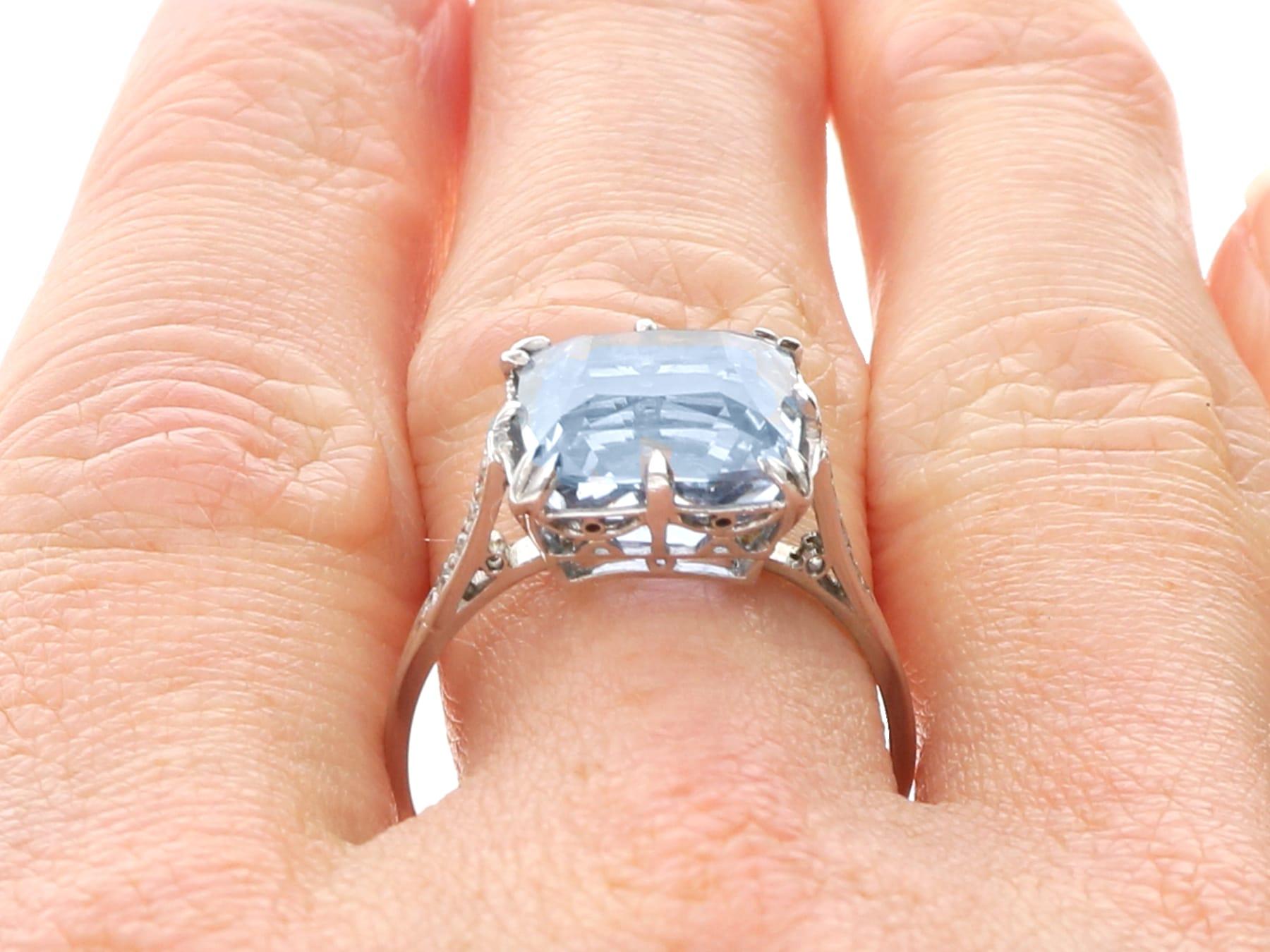 Anello con zaffiro del Madagascar e diamante in platino - Antico in vendita 6