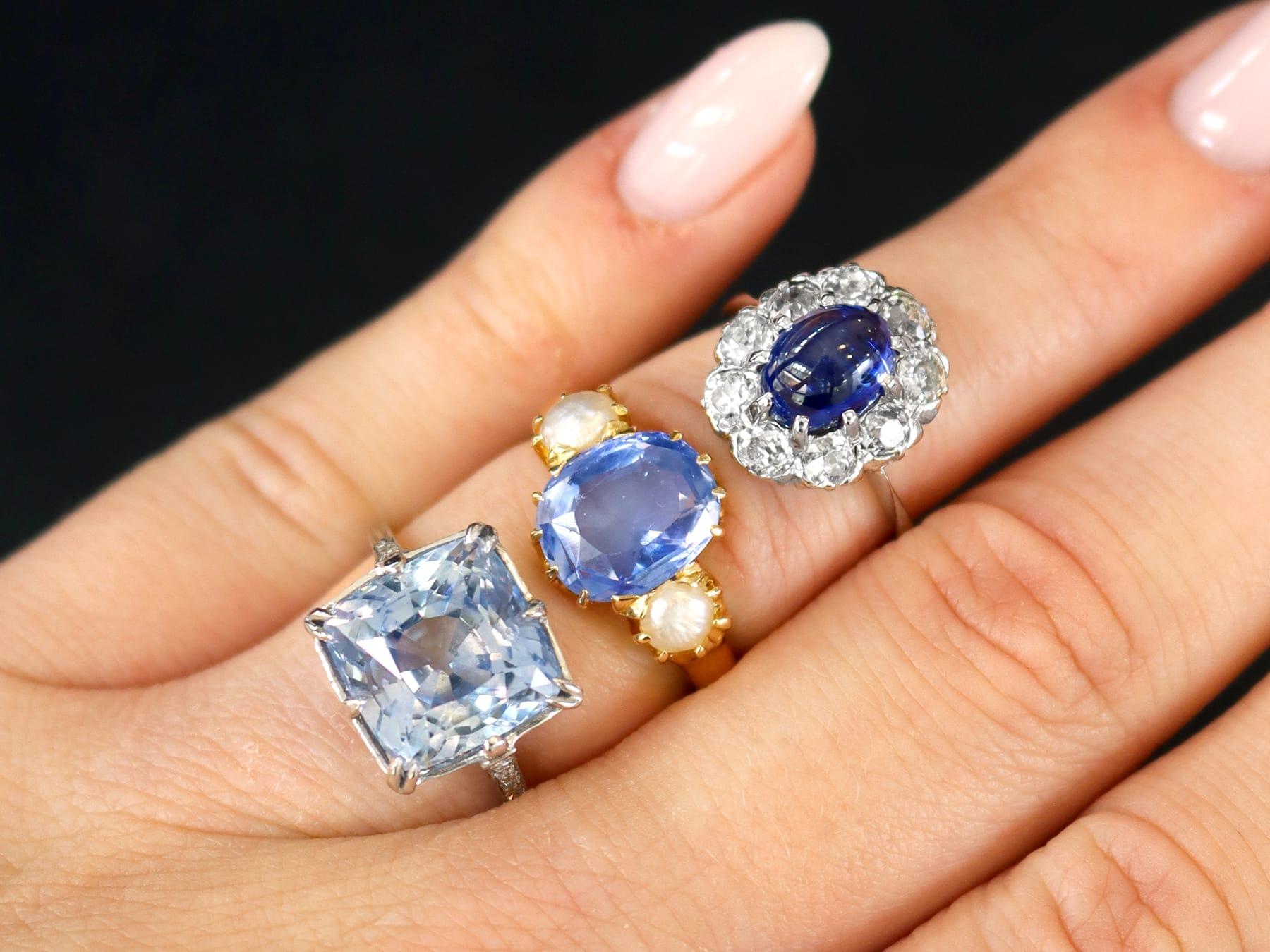 Anello con zaffiro del Madagascar e diamante in platino - Antico In condizioni ottime in vendita a Jesmond, Newcastle Upon Tyne
