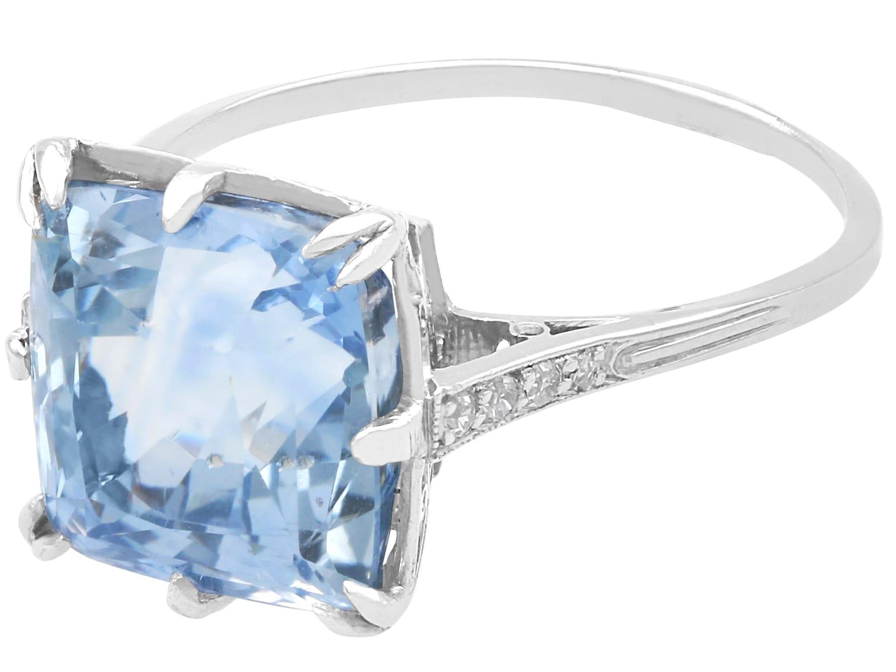 Anello con zaffiro del Madagascar e diamante in platino - Antico in vendita 1