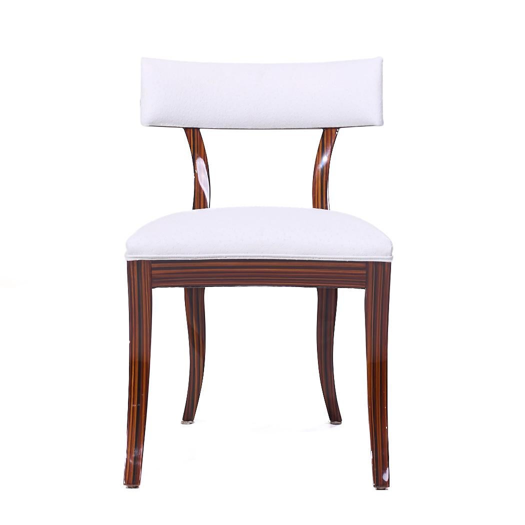 Madagascar Ebony Wood Klismo Chair

This chair measures: 21 wide x 25 deep x 32 inches high, with a seat height/chair clearance of 20 inches

We take our photos in a controlled lighting studio to show as much detail as possible. We do not Photoshop
