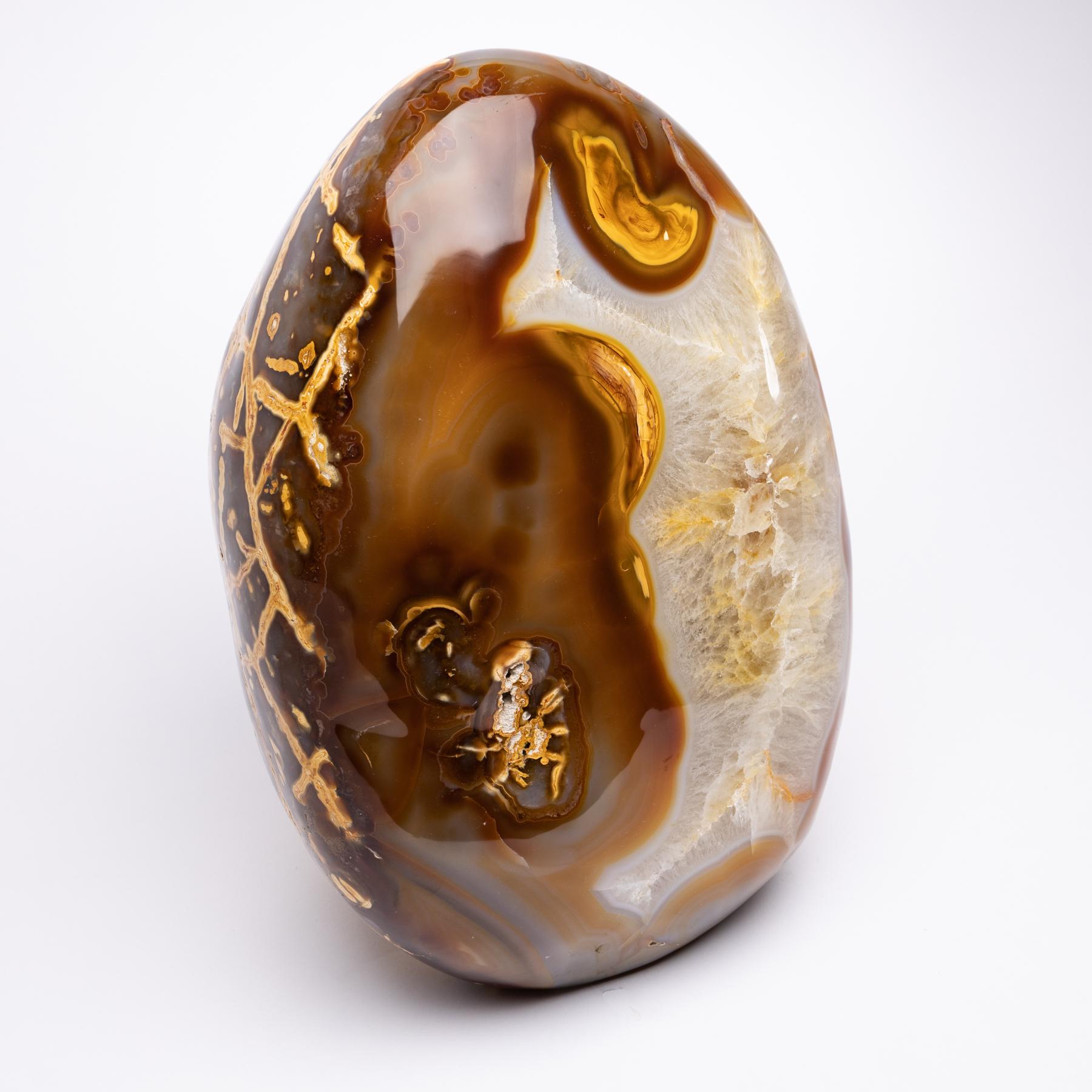 Contemporary Madagascar Freeform Agate Brown and Beige Colors