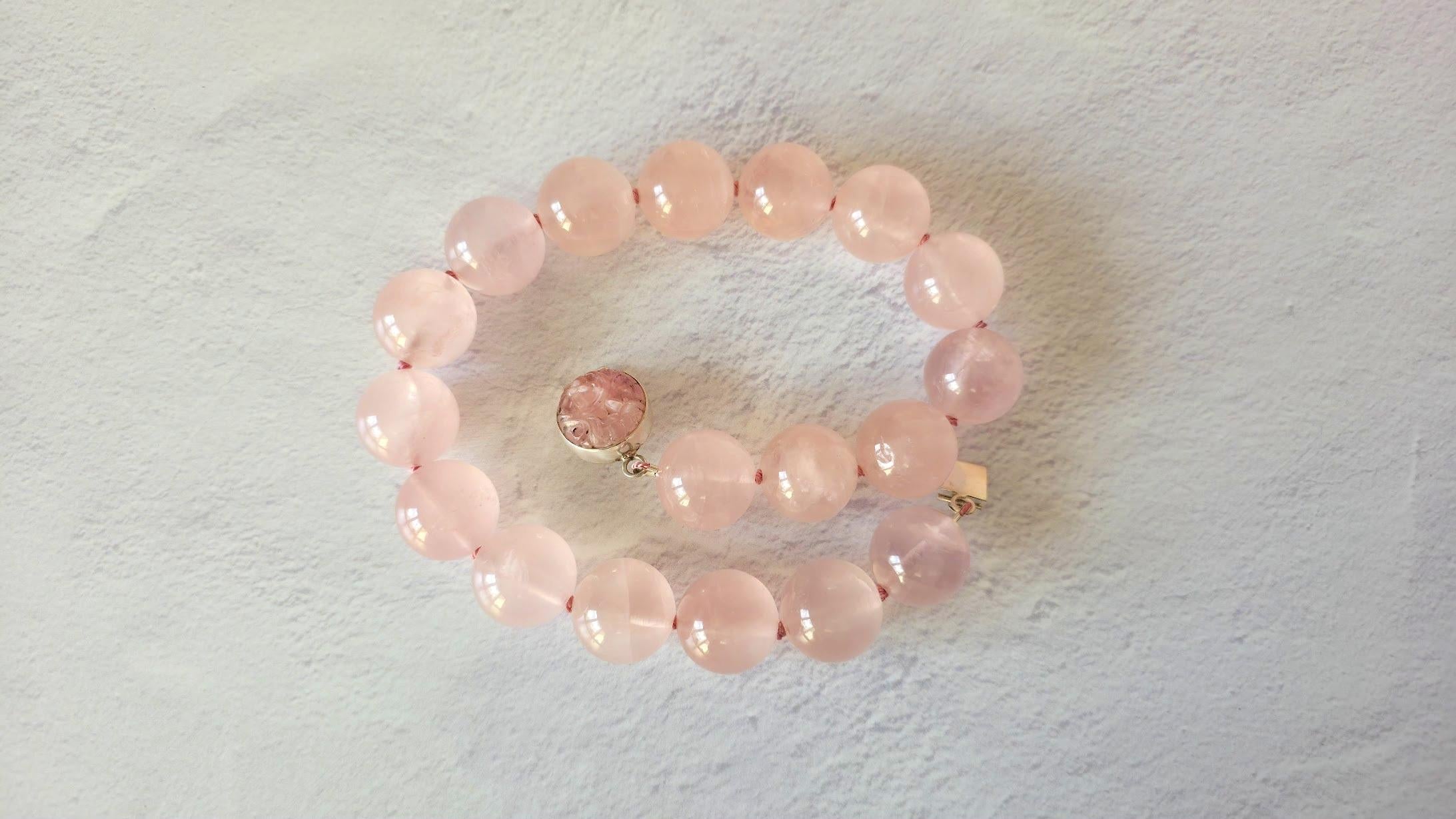 Collana di quarzo rosa Madagascar Ice in vendita 2