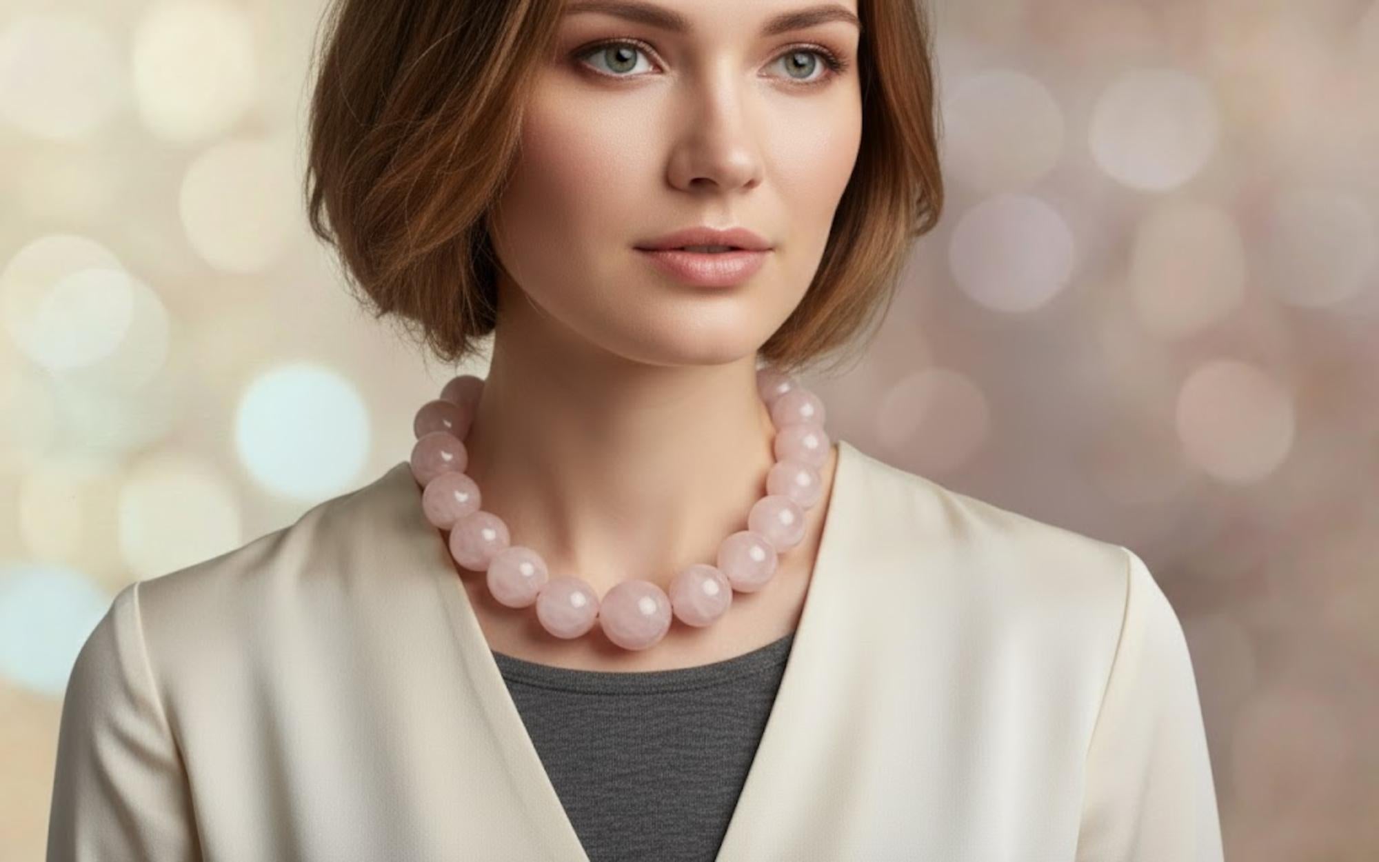 Collana di quarzo rosa Madagascar Ice in vendita 4