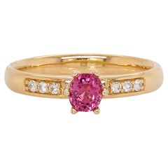 Madagascar Pink Spinel Ring with Natural Diamond Accents in 14K Solid Gold