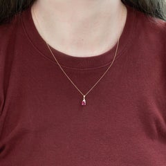 Colgante de rubí de Madagascar con diamantes naturales en oro macizo de 14 quilates – Redondo, 4,5 mm