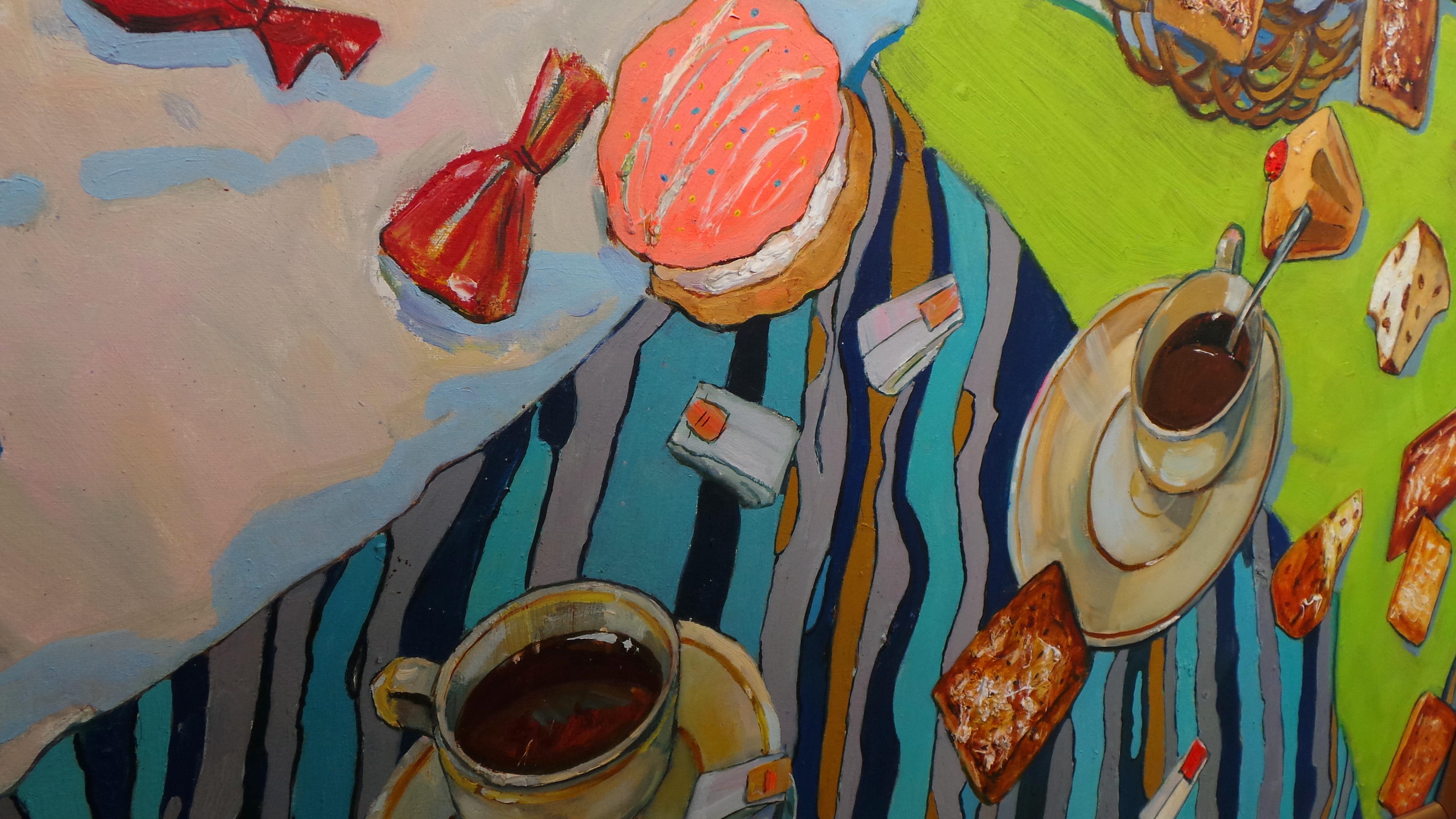 „Kaffee und Tee“ (Grau), Still-Life Painting, von Madalena Zampassi