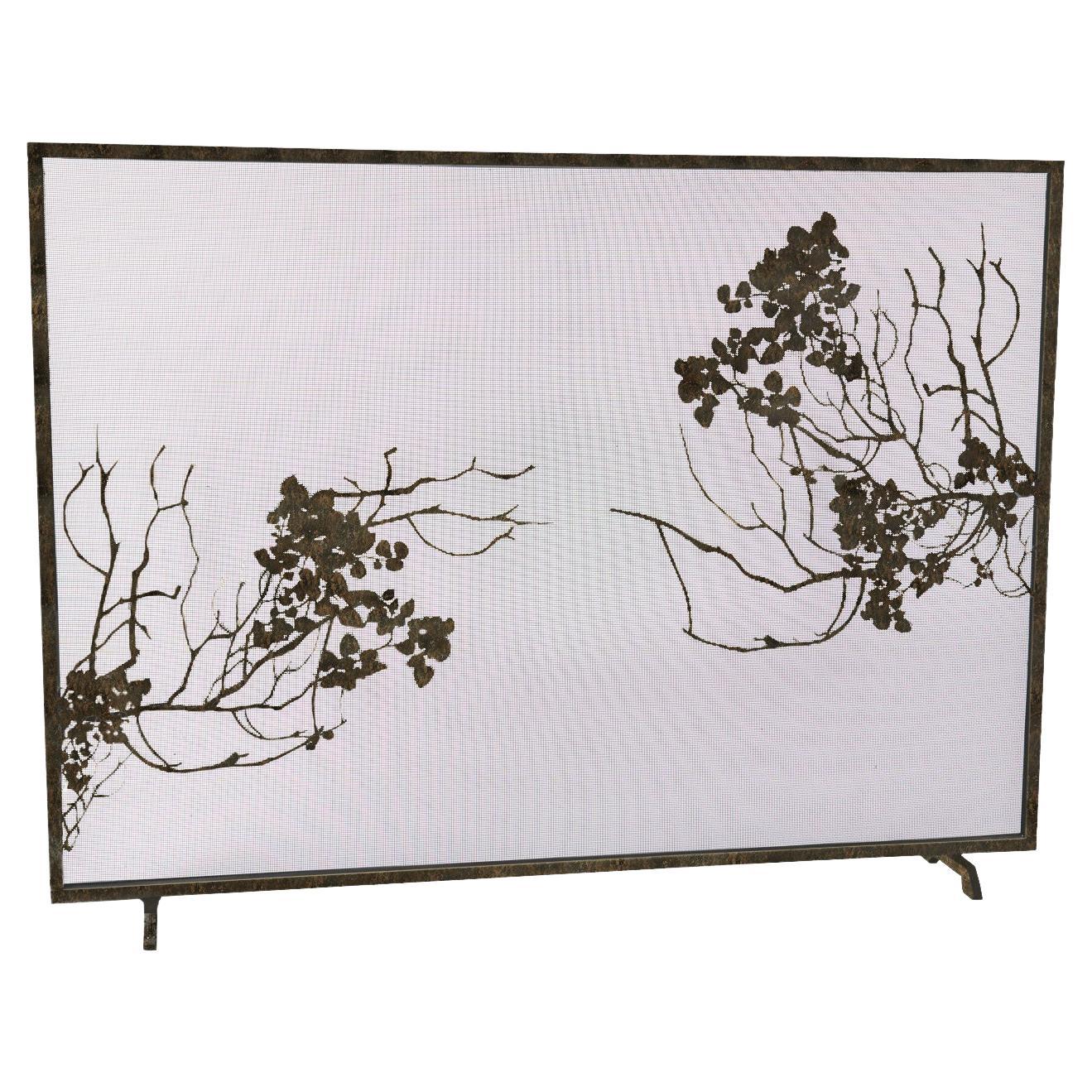 Madalyn Fireplace Screen in Hand Painted Warm Black by Claire Crowe For Sale