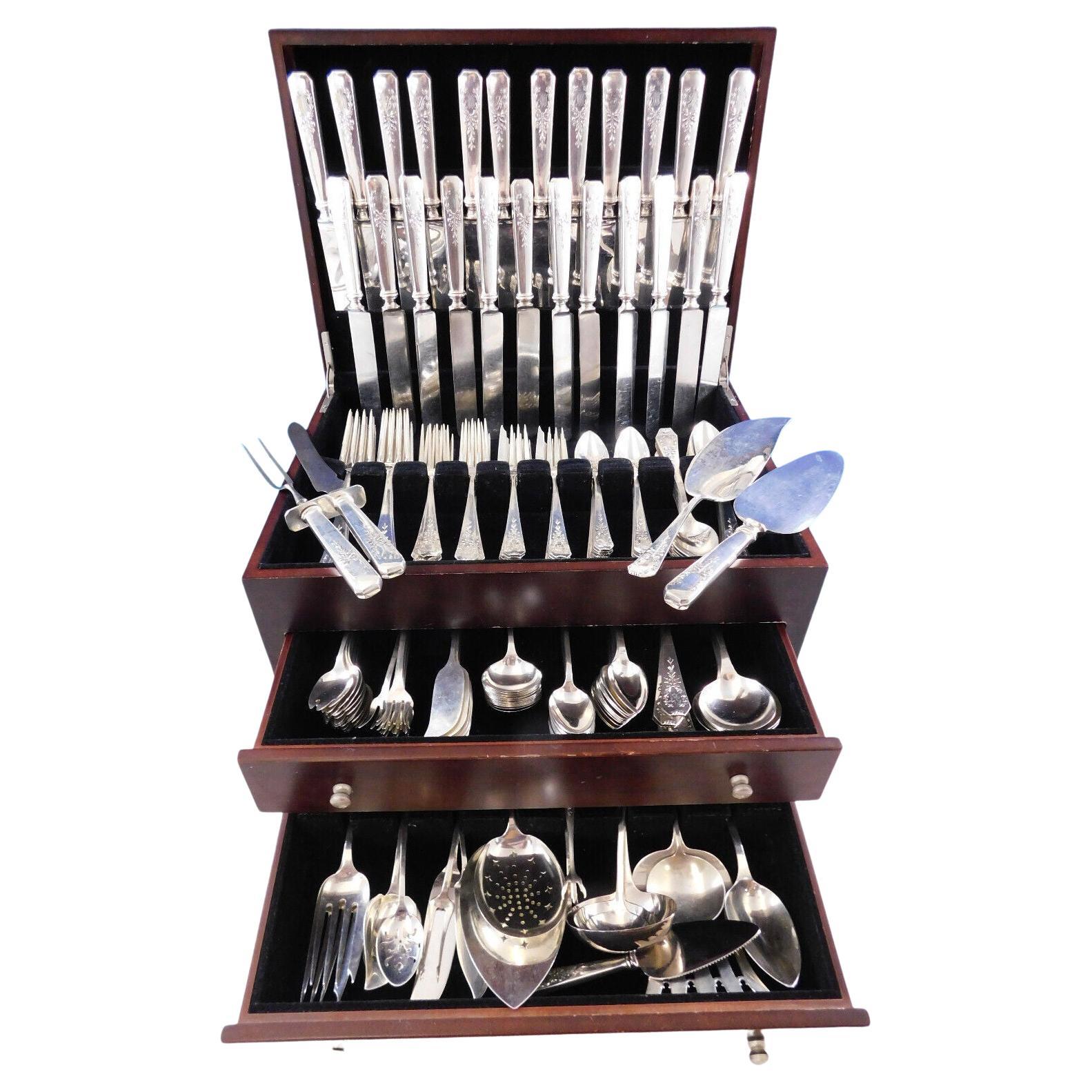 Madam Jumel by Whiting Sterling Silver Flatware Set 12 Service 190 Pcs Dinner For Sale
