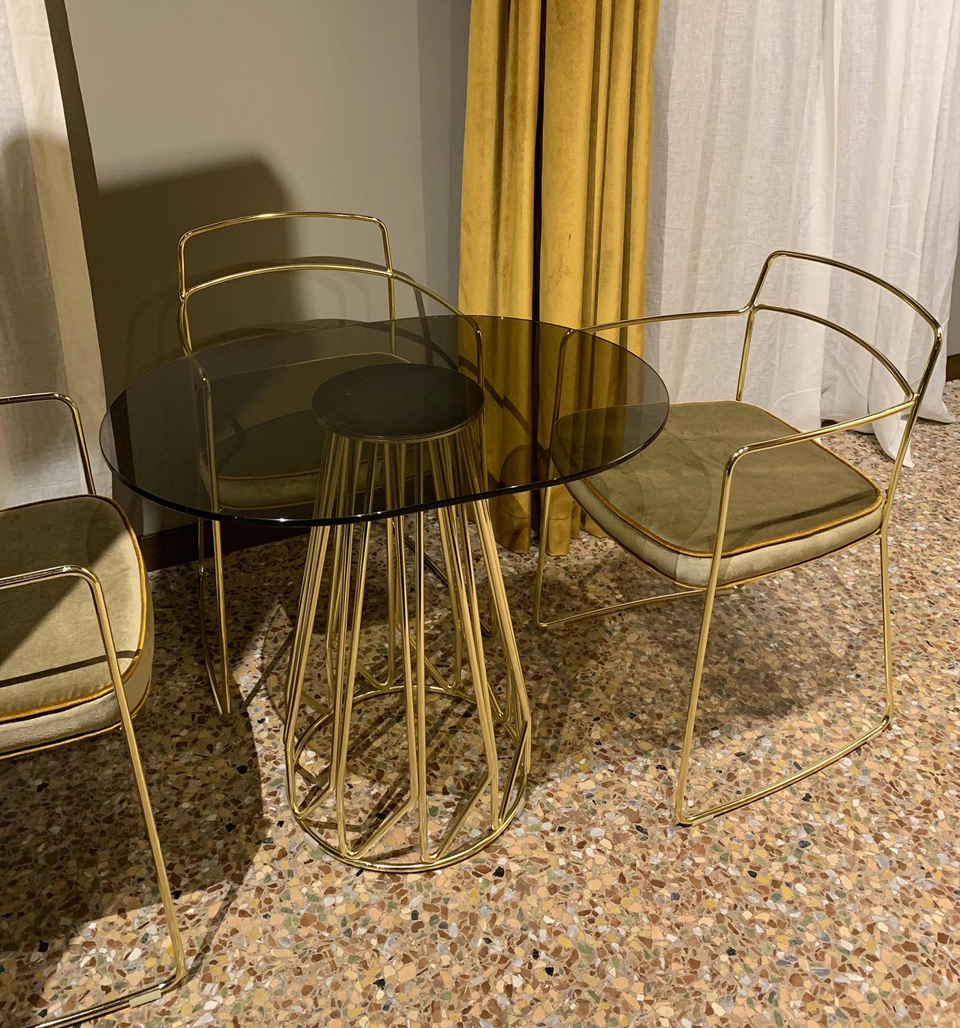 Contemporary Minimalist Table Gold, Carrara Calacatta Made in Italy by LapiegaWD 2
