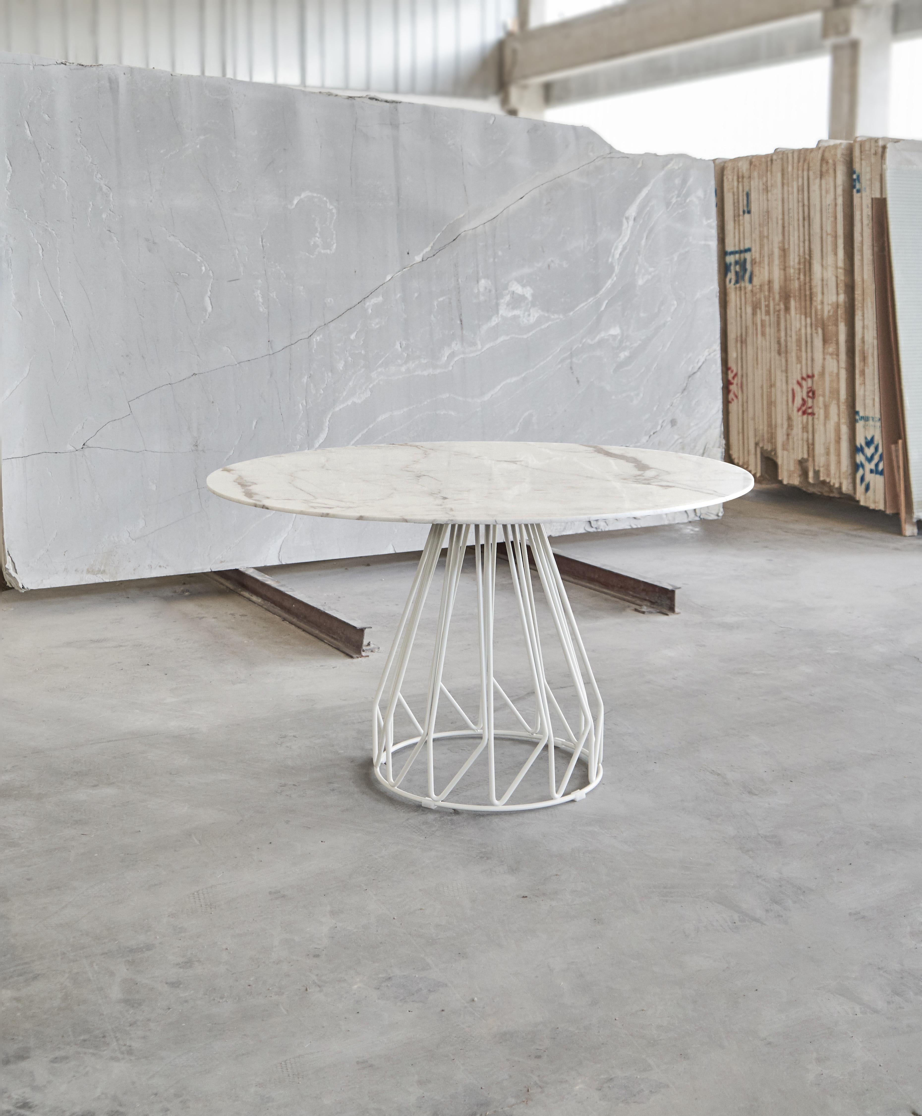 Metal Madama Verde Alpi Marble Table by Lapiegawd For Sale