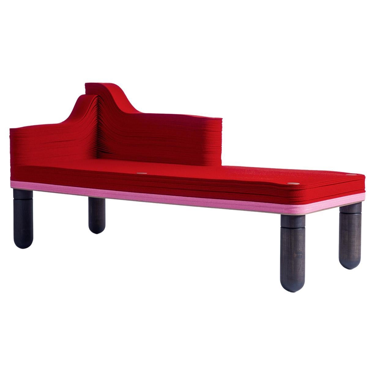 Madame B, Felt and Wood Chaise Lounge, Drake / Anderson in Stackabl For Sale
