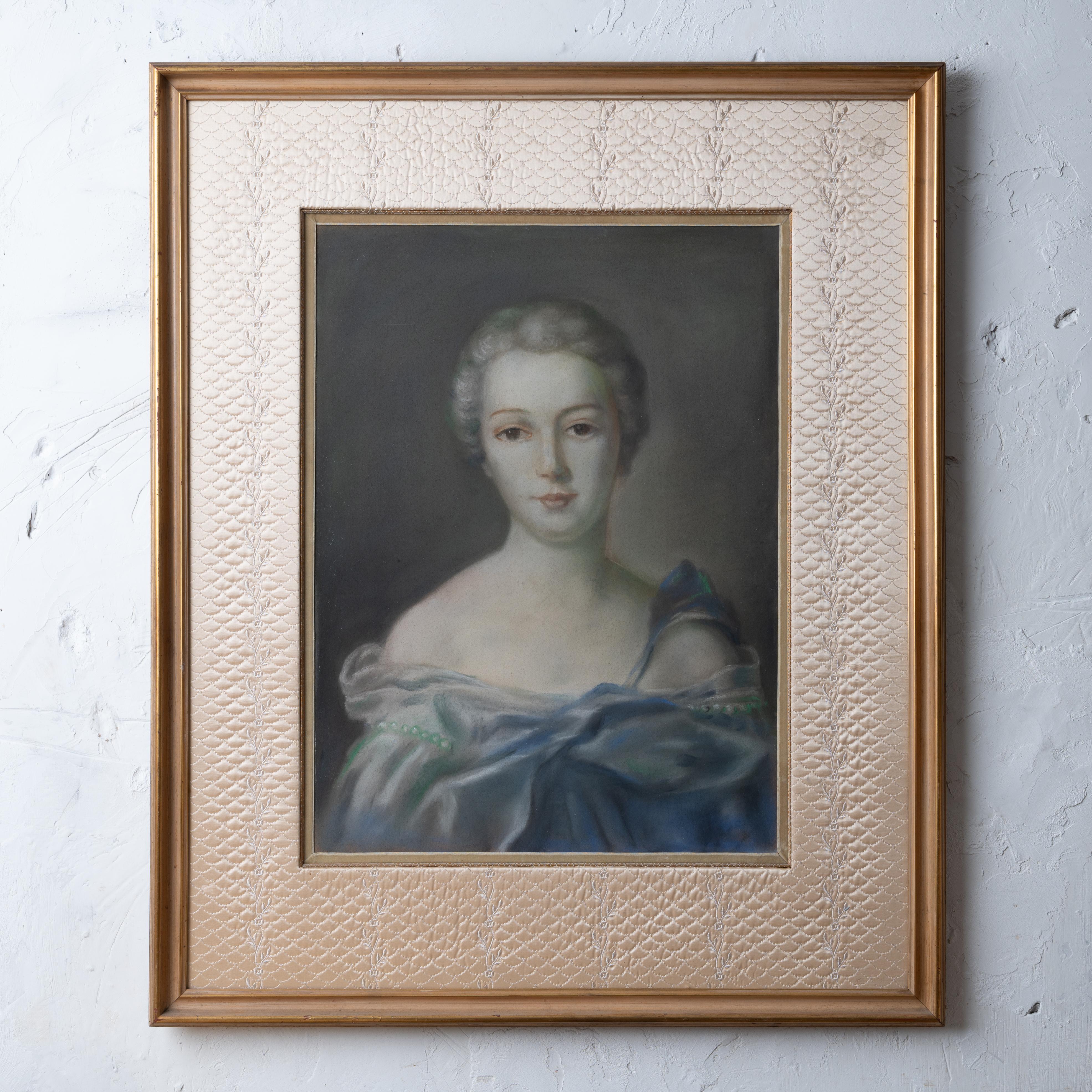 Portrait au pastel de Jeanne-Antoinette Poisson, marquise de Pompadour, d'après Jean-Marc Nattier, 19e siècle.

vue : 19 x 26 pouces

cadre : 33 par 39 ¾ pouces



