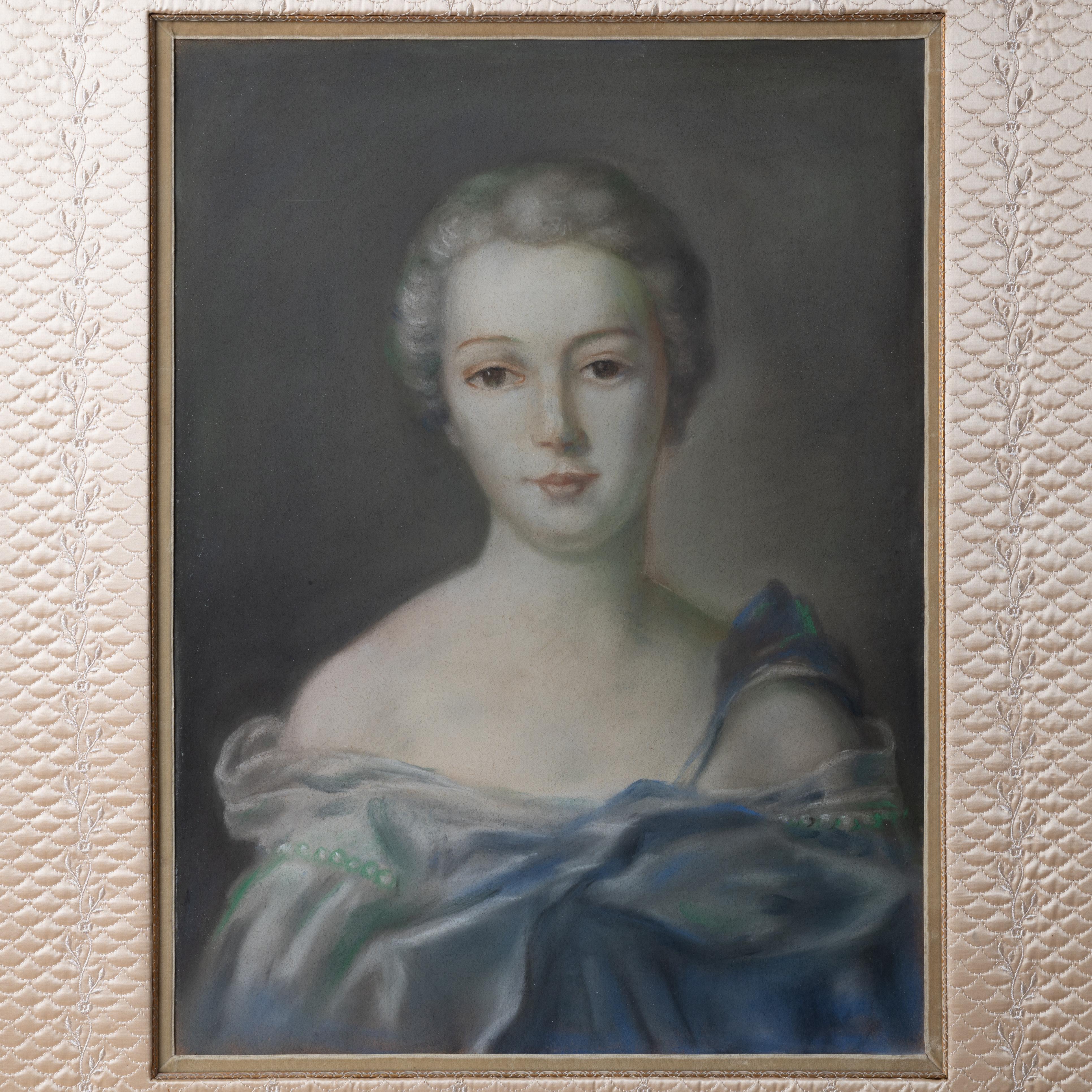 Porait pastel Madame de Pompadour d'après Jean-Marc Nattier, 19ème siècle Bon état - En vente à Savannah, GA