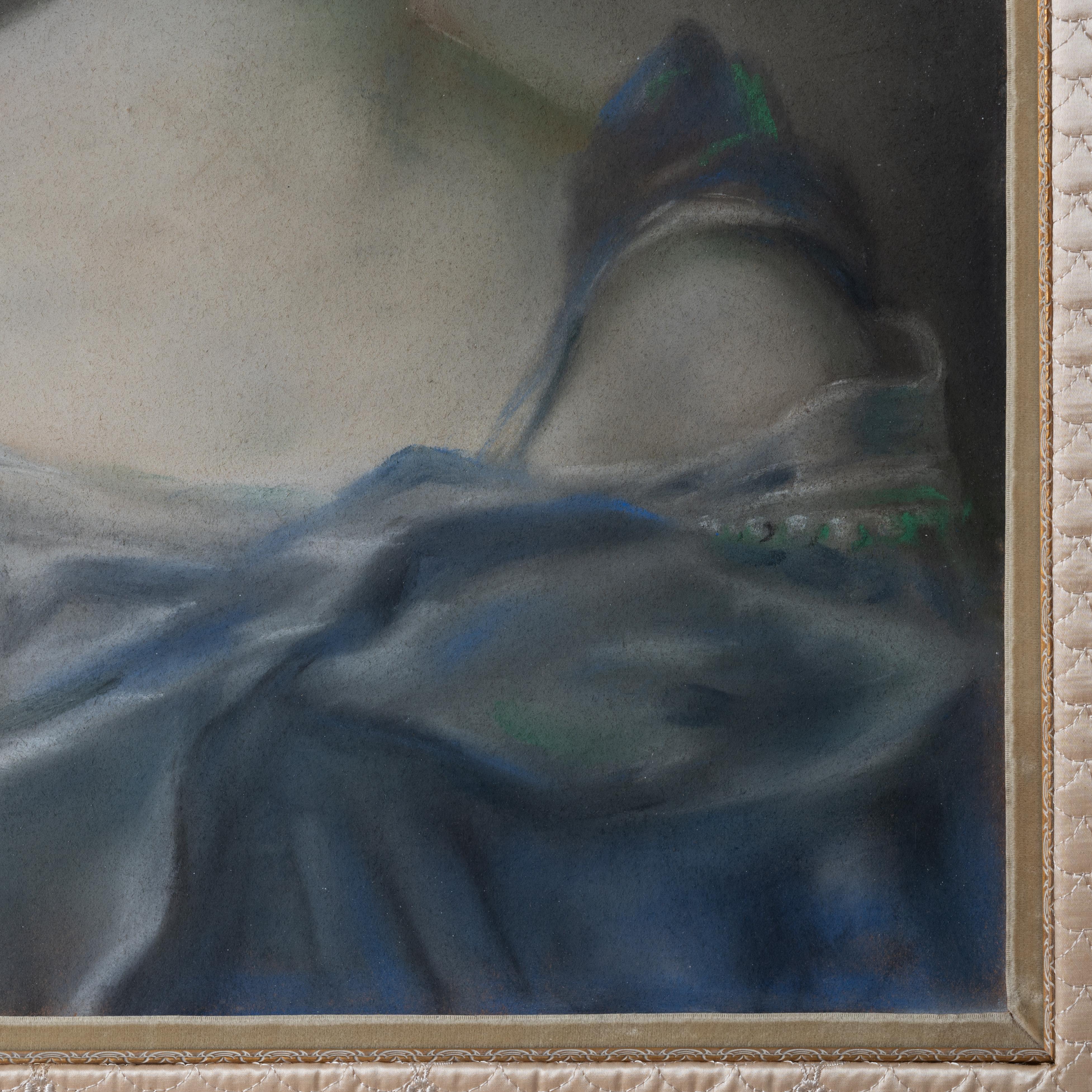 Soie Porait pastel Madame de Pompadour d'après Jean-Marc Nattier, 19ème siècle en vente
