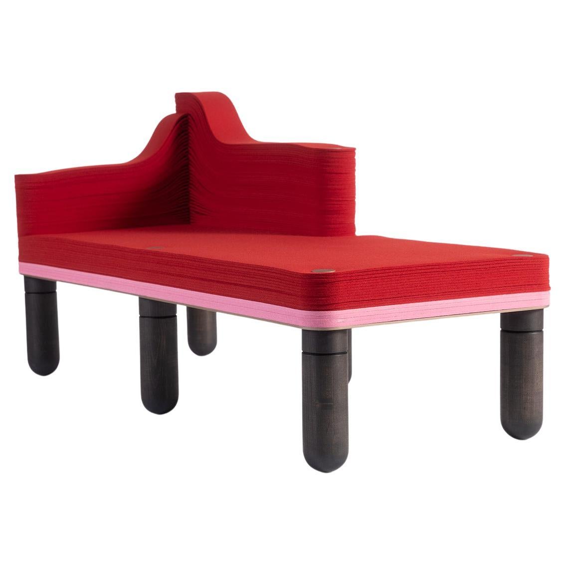Madame G, Felt and Wood Chaise Lounge, Drake / Anderson in Stackabl For Sale
