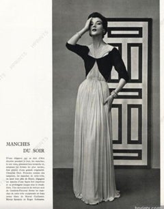 Madame Gres 1954 Persönlicher Besitz Schwarzer Samt Graue Seide Drapiertes Plisseekleid