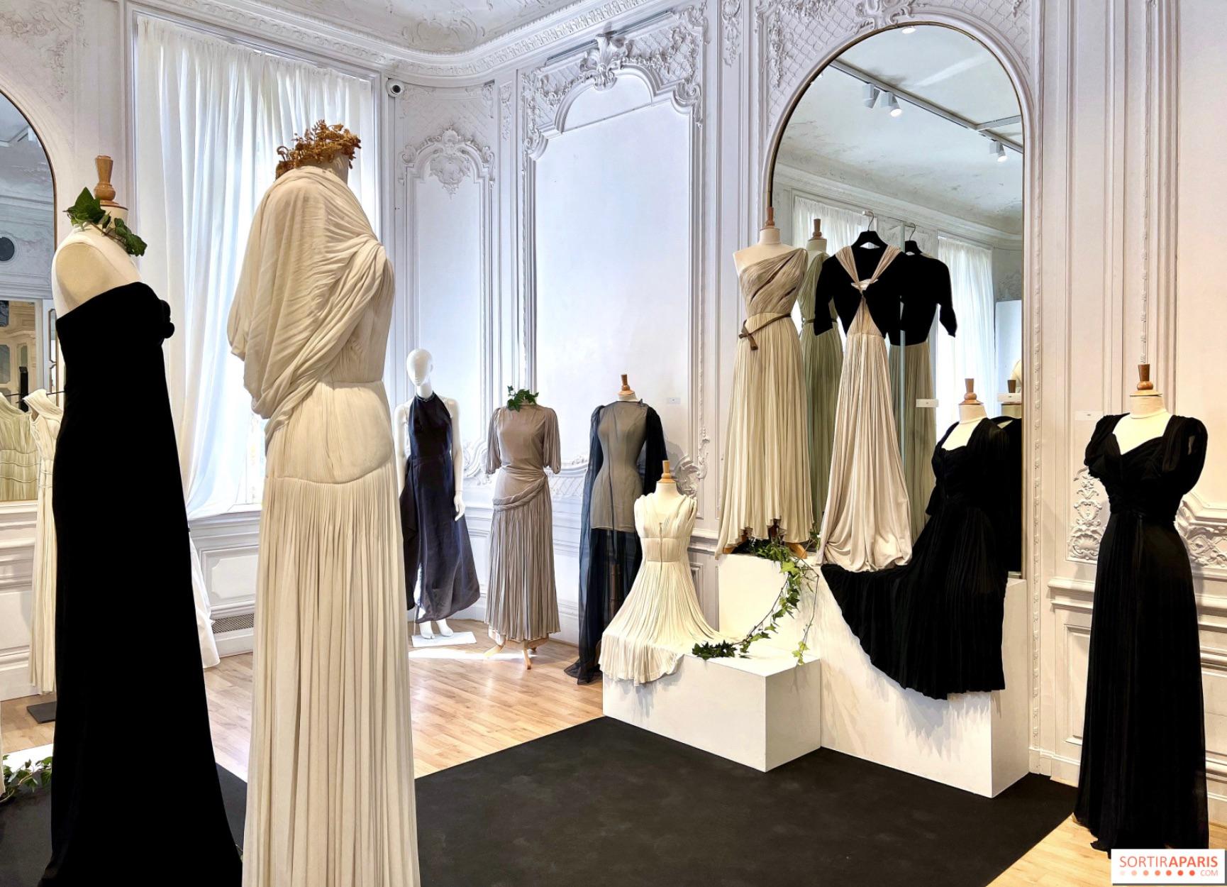 Gray Madame Gres 1954 Personally Owned Black Velvet Grey Silk Draped Pleated Gown For Sale