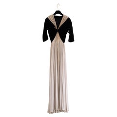 Madame Gres 1954 Personally Owned Black Velvet Grey Silk Draped Pleated Gown