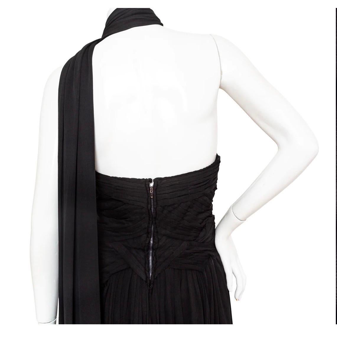 Madame Grès 1960s Black Sleeveless Scarf Dress For Sale 3