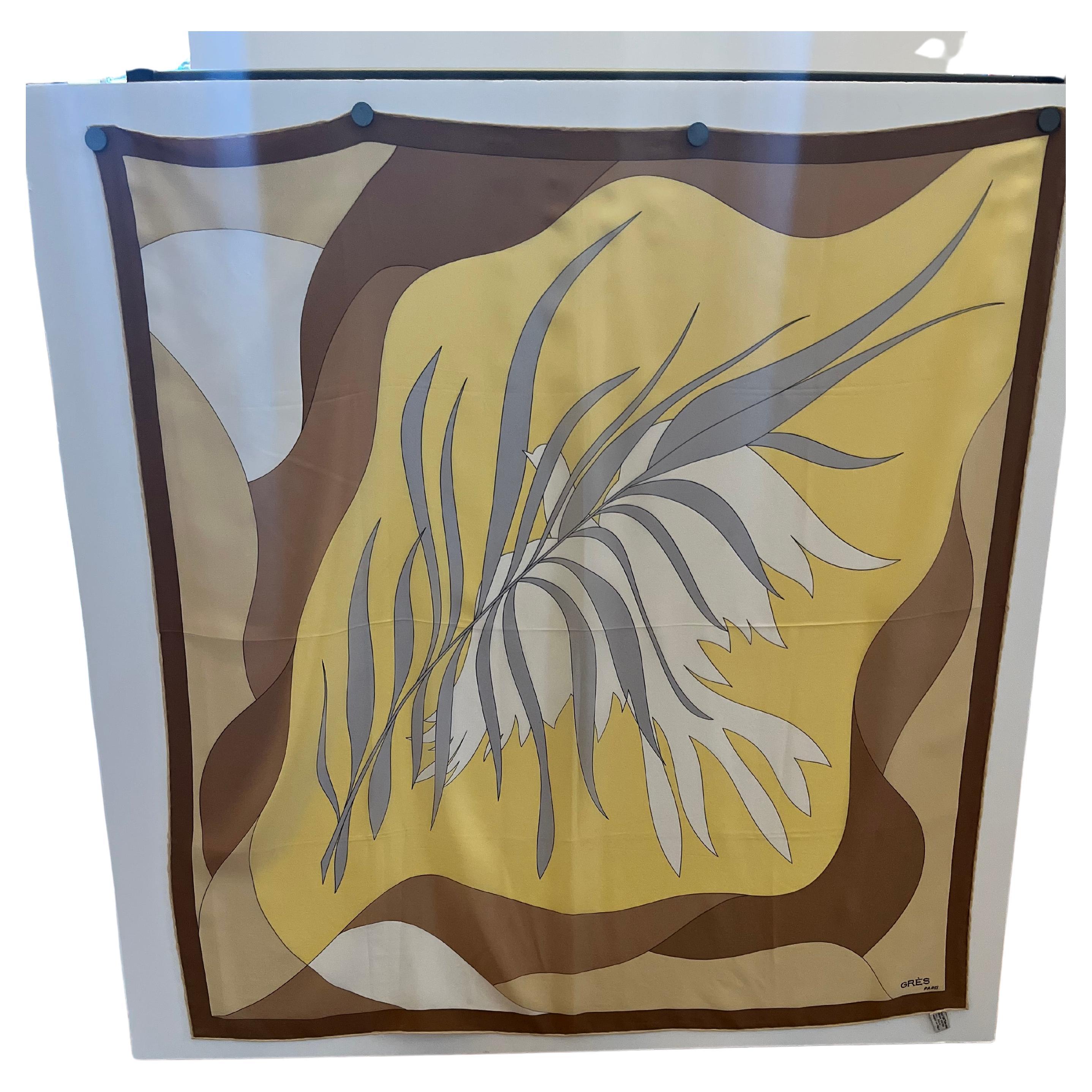 Madame Gres 1970s Silk Scarf 34"x34" For Sale