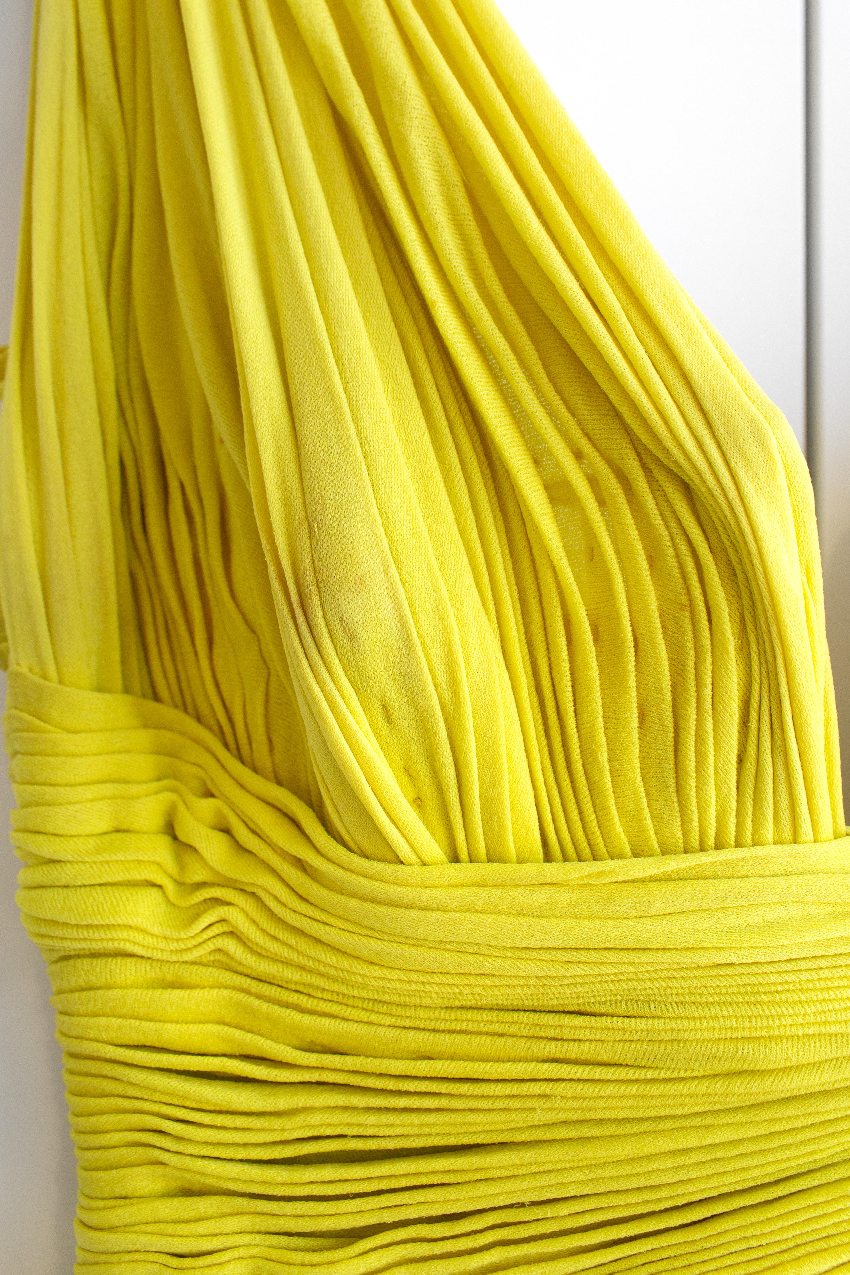 Madame Grès Haute Couture 1956 Pleated Chartreuse Yellow Jersey Hellenic Gown 7