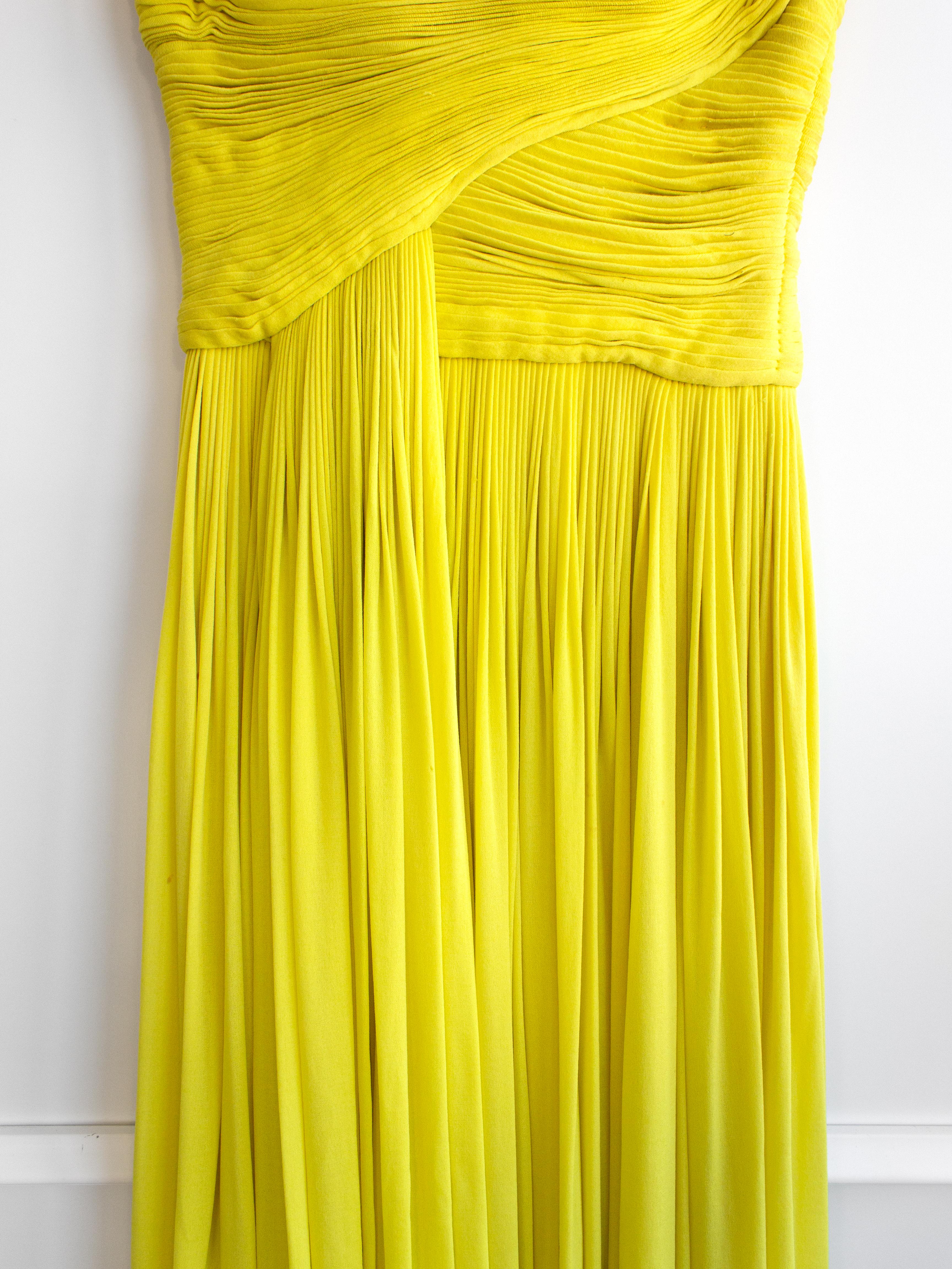 Madame Grès Haute Couture 1956 Pleated Chartreuse Yellow Jersey Hellenic Gown 8