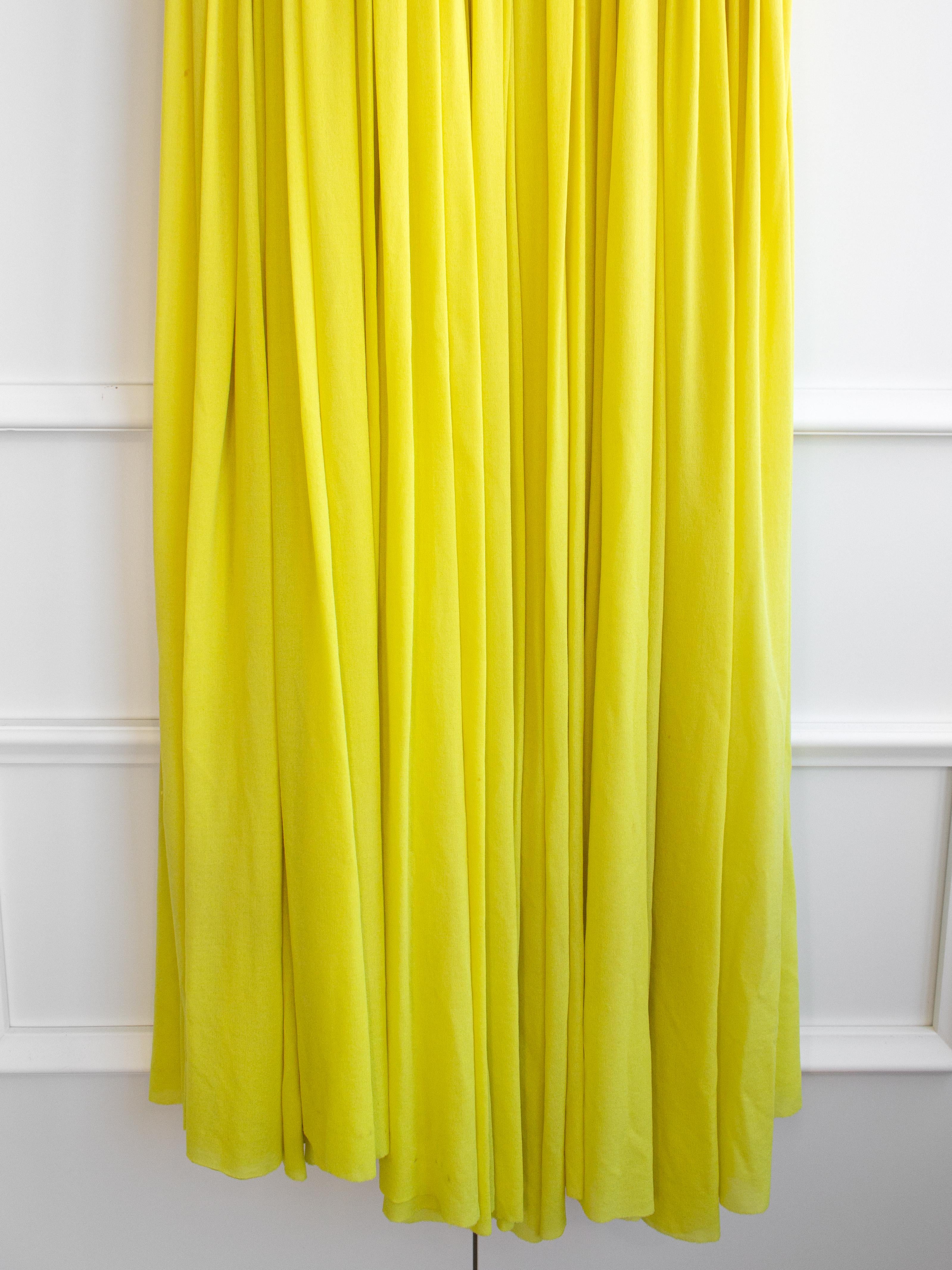 Madame Grès Haute Couture 1956 Pleated Chartreuse Yellow Jersey Hellenic Gown 9