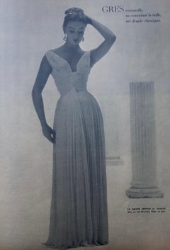 Madame Grès Alta Costura 1956 Bata Helénica Plisada De Punto Amarillo Chartreuse