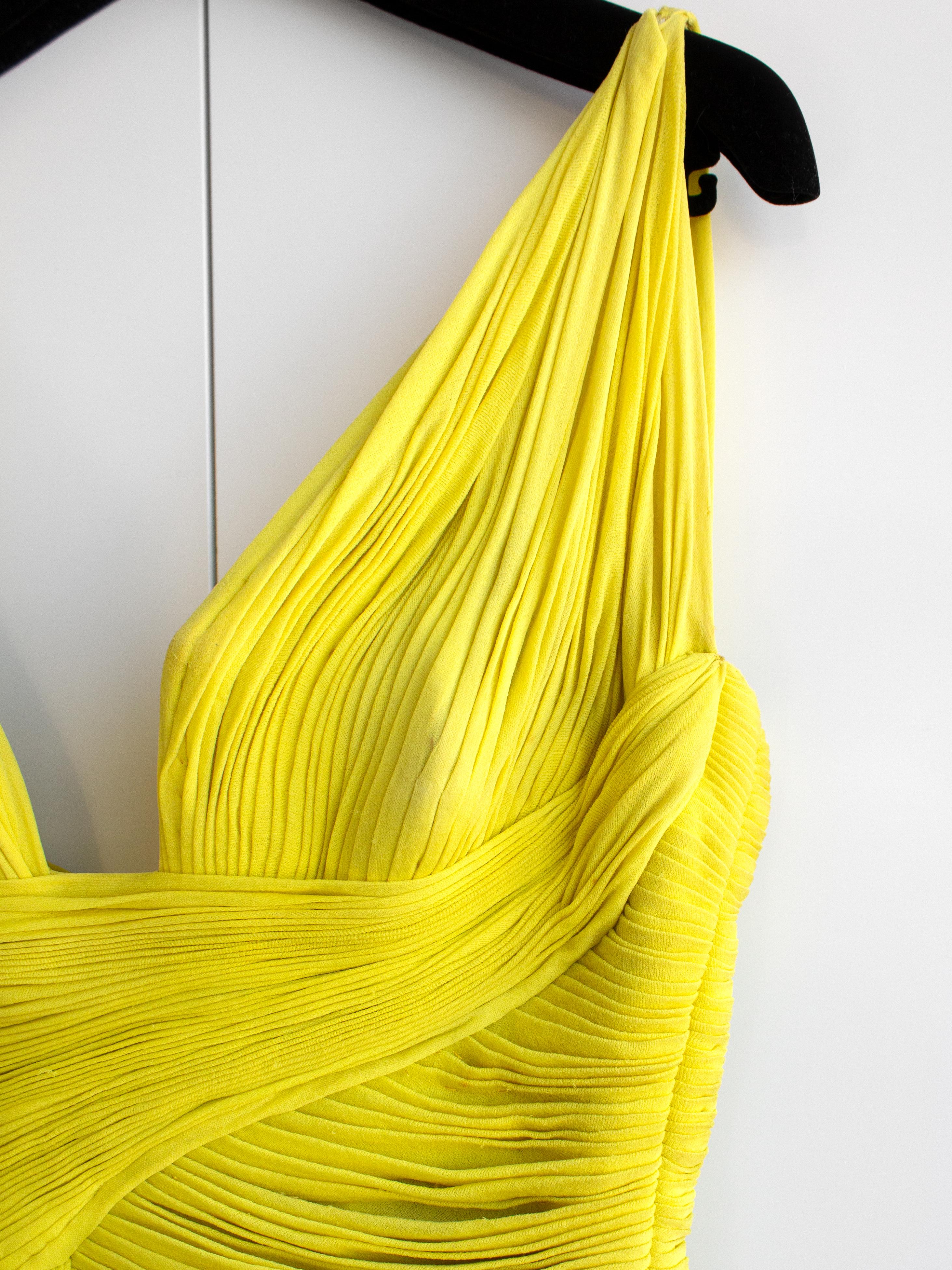 Madame Grès Haute Couture 1956 Pleated Chartreuse Yellow Jersey Hellenic Gown 3