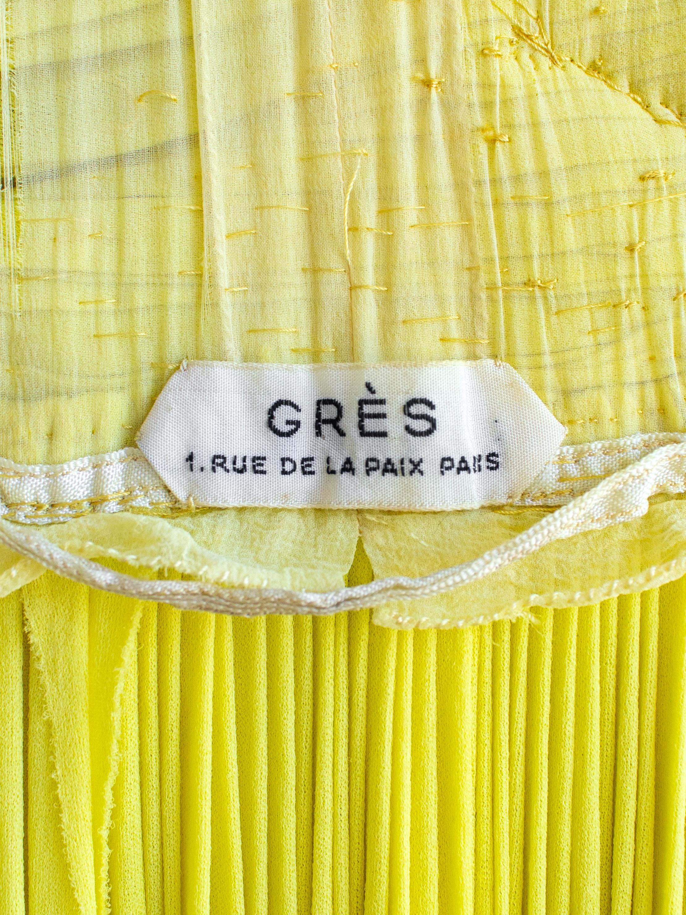 Madame Grès Haute Couture 1956 Pleated Chartreuse Yellow Jersey Hellenic Gown 5