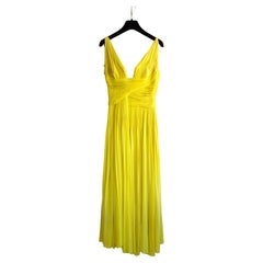 Vintage Madame Grès Haute Couture 1956 Pleated Chartreuse Yellow Jersey Hellenic Gown