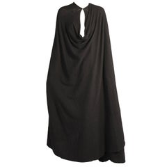 Madame Gres Haute Couture Black Angora and Wool Blend Evening Cape Book Piece
