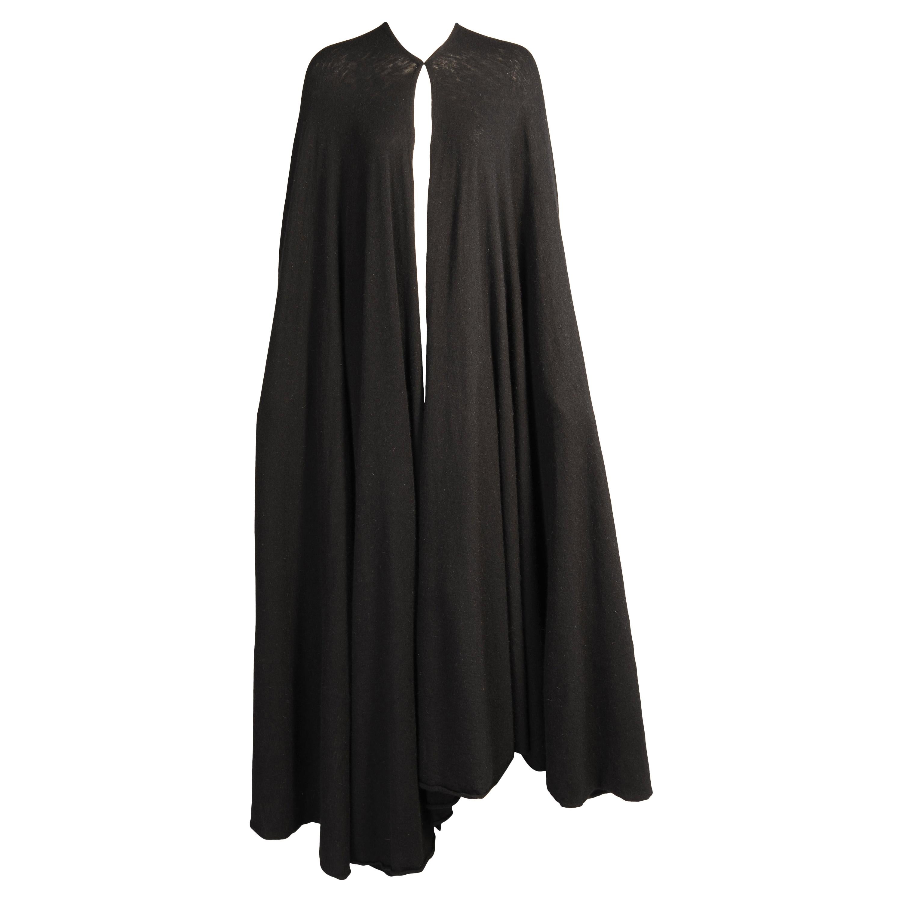 Madame Gres Haute Couture Black Angora and Wool Blend Evening Cape Book Piece