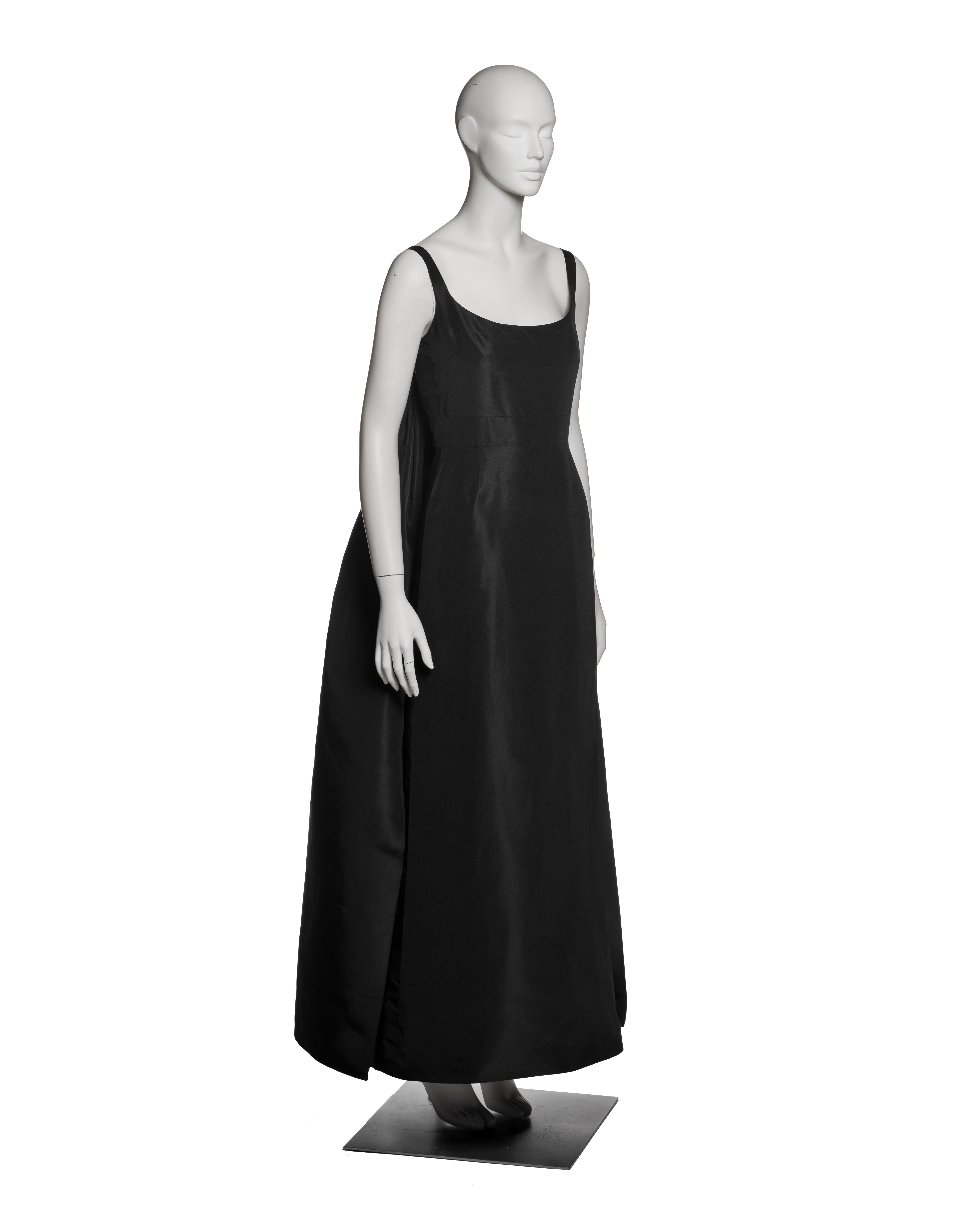 Women's Madame Grès Haute Couture Black Silk Faille Evening Dress, c. 1965