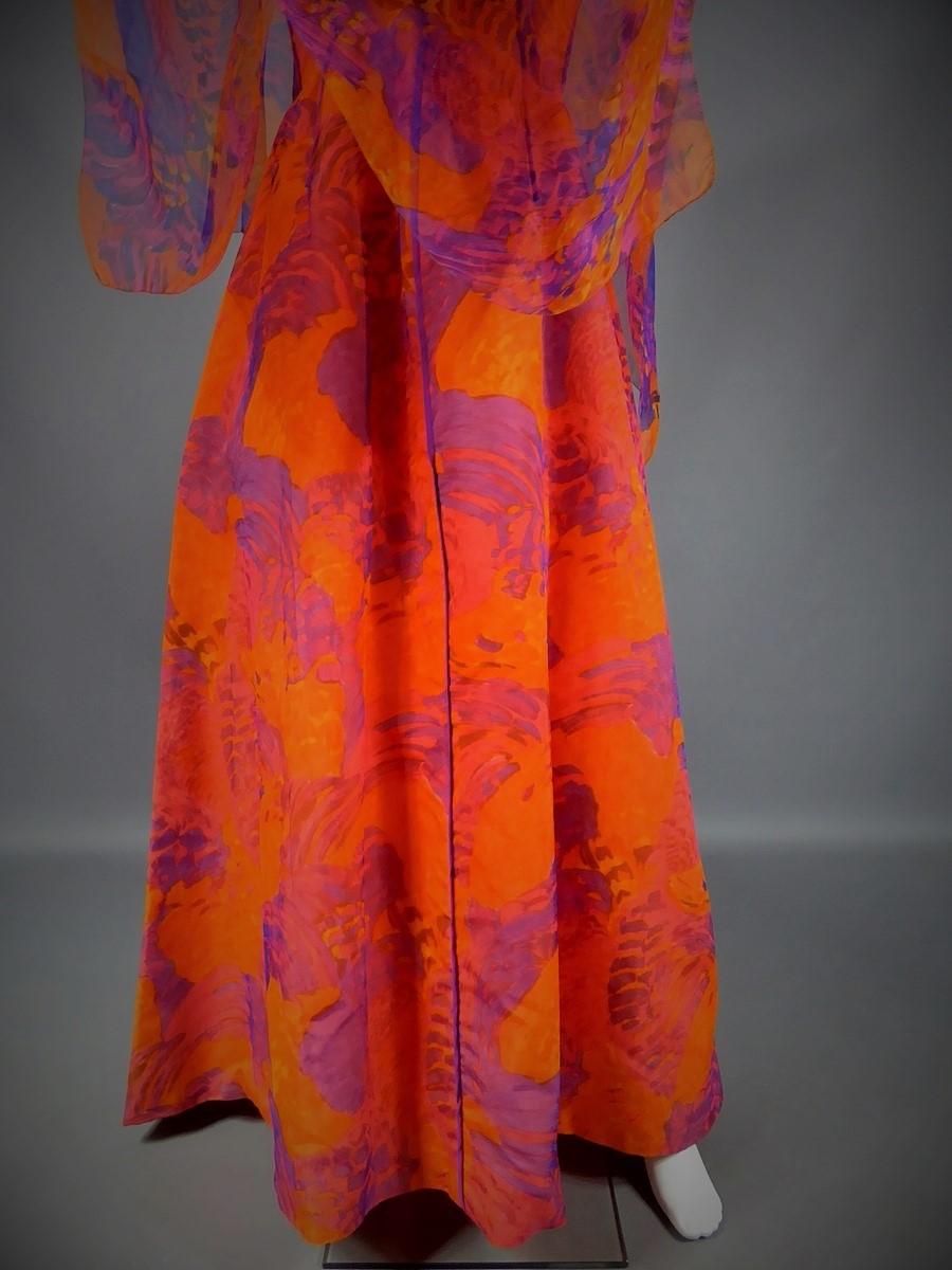 Robe de soirée en mousseline imprimée de Madame Grès Haute Couture Circa 1970 en vente 6