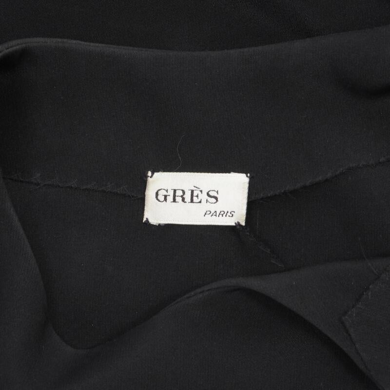 MADAME GRES Alta Costura París 1972 Vestido recortado de crepé negro M en venta 5