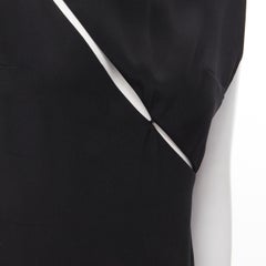 MADAME GRES Haute Couture Paris 1972 black crepe slash slit cut out dress M