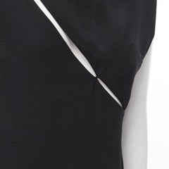 MADAME GRES Haute Couture Paris 1972 black crepe slash slit cut out dress M