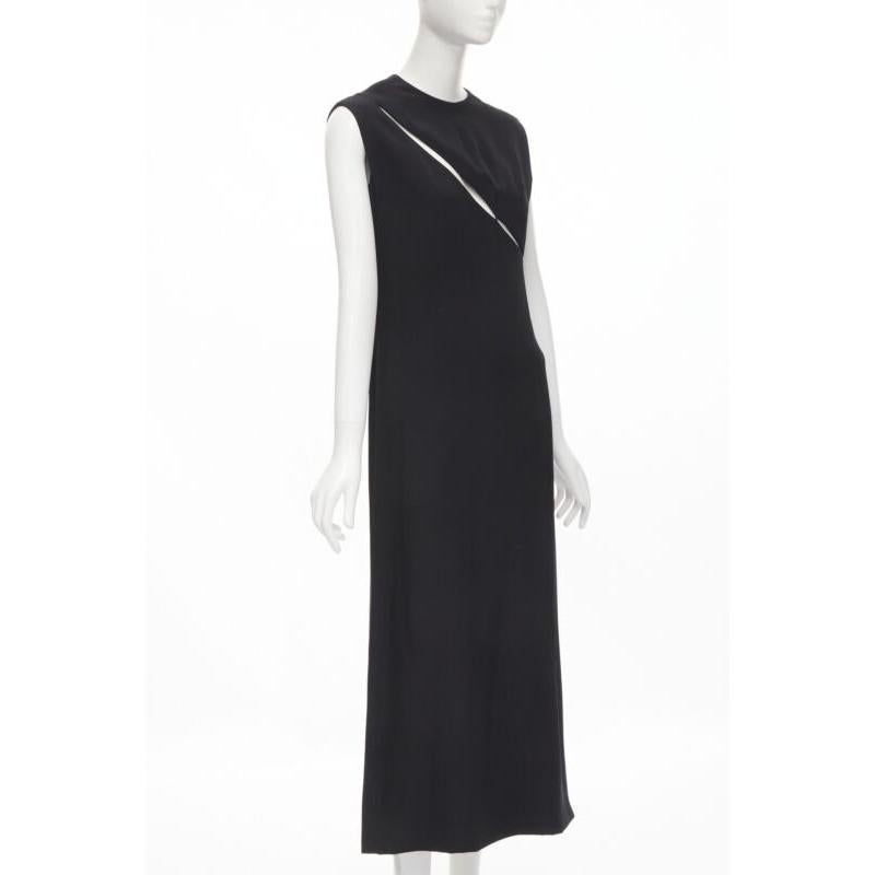 MADAME GRES Alta Costura París 1972 Vestido recortado de crepé negro M Negro en venta