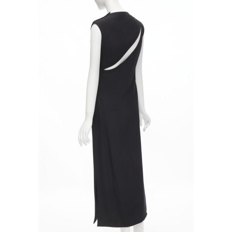 MADAME GRES Alta Costura París 1972 Vestido recortado de crepé negro M en venta 1