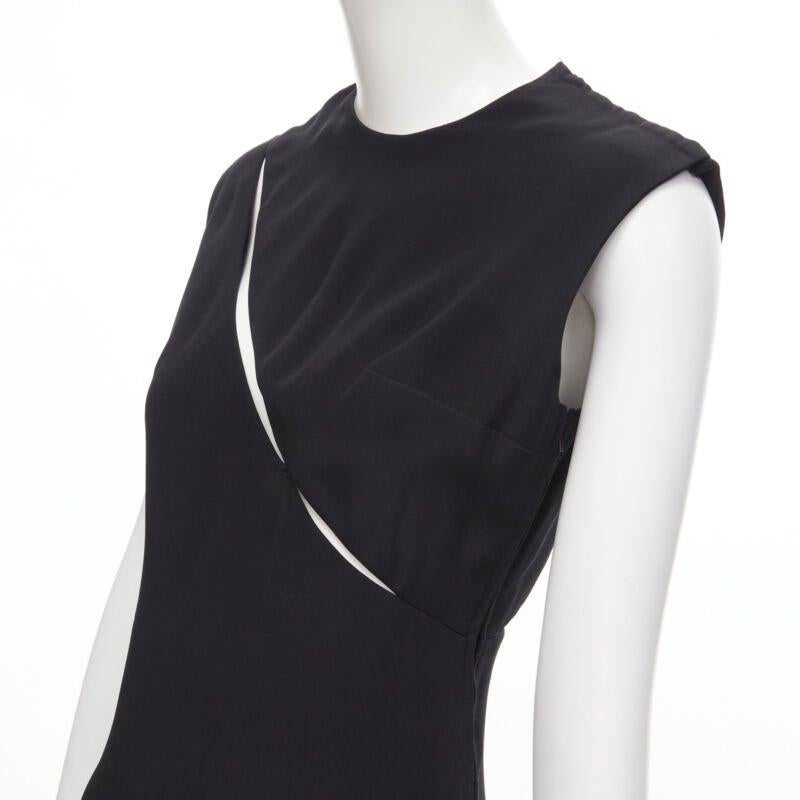 MADAME GRES Alta Costura París 1972 Vestido recortado de crepé negro M en venta 2