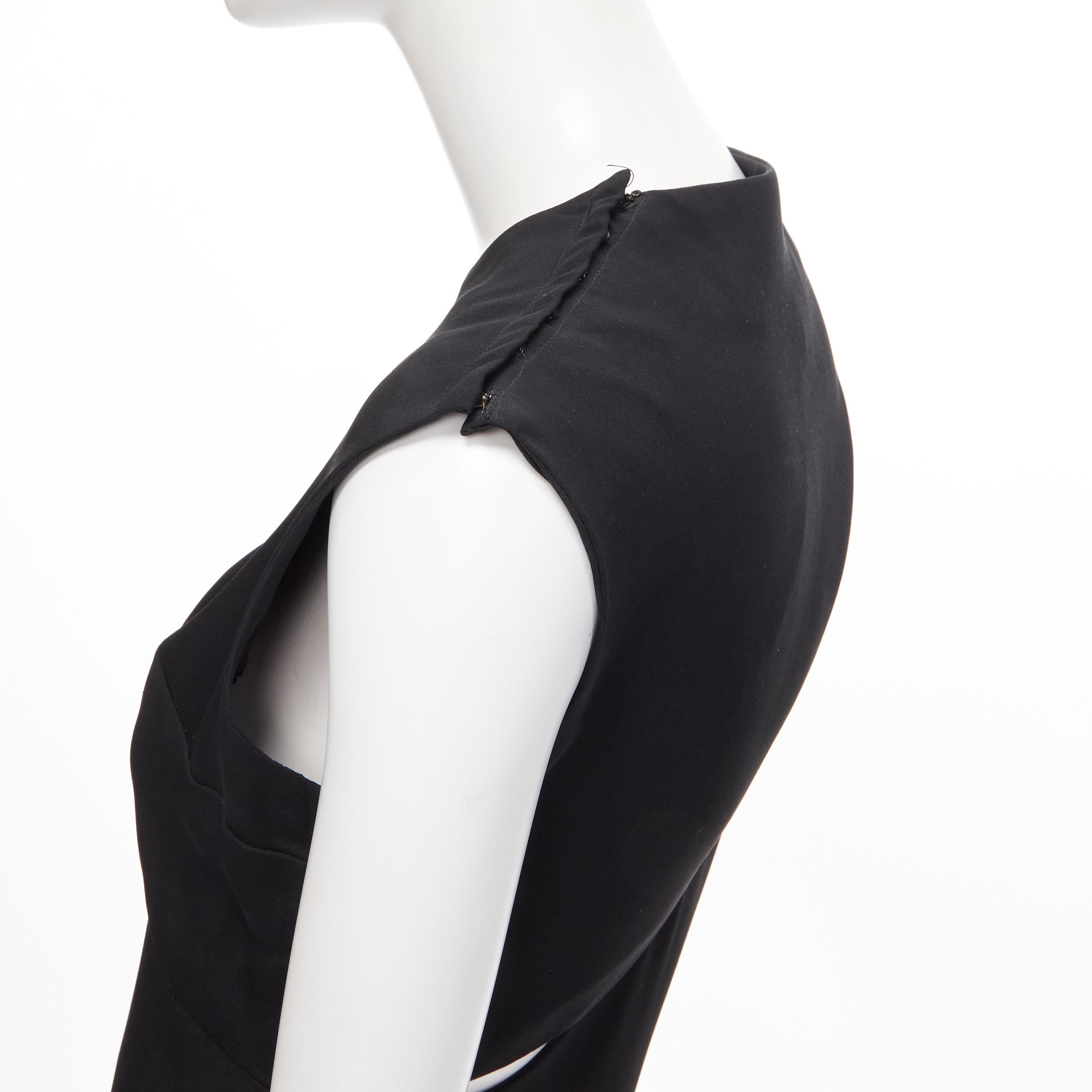 MADAME GRES Haute Couture Paris 1972 black crepe slash slit cut out dress M For Sale 3