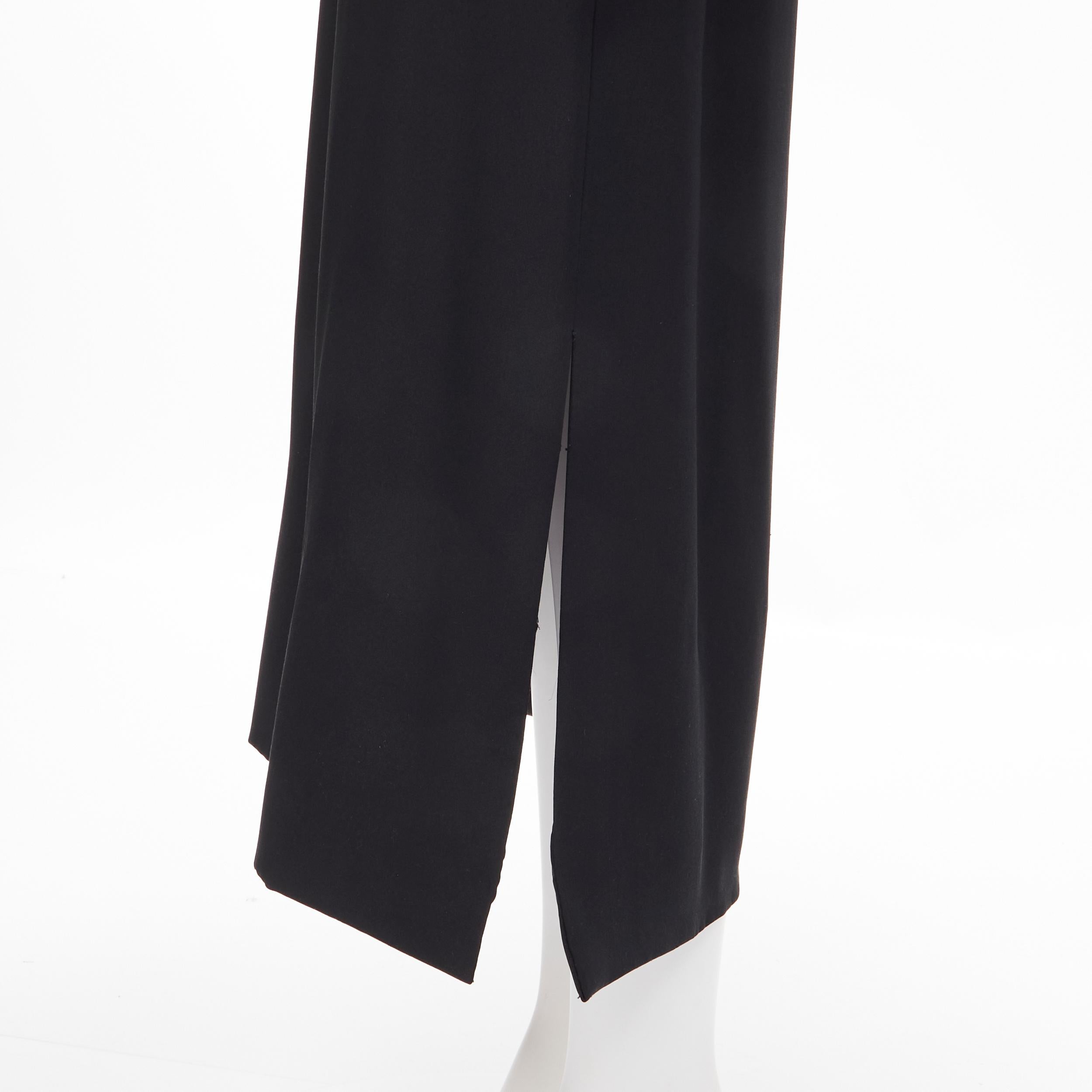 MADAME GRES Haute Couture Paris 1972 black crepe slash slit cut out dress M For Sale 4