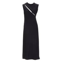 MADAME GRES Haute Couture Paris 1972 schwarzer Crêpe mit Schlitz und Ausschnitt Kleid M