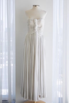 Madame Grès Haute Couture Pleated White Gown Personal Archive, c. 1950s