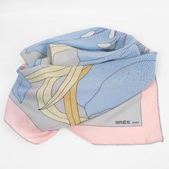 Madame Grès Paris Silk Scarf Multicolor Pastel Giant Flower Print, 1970s